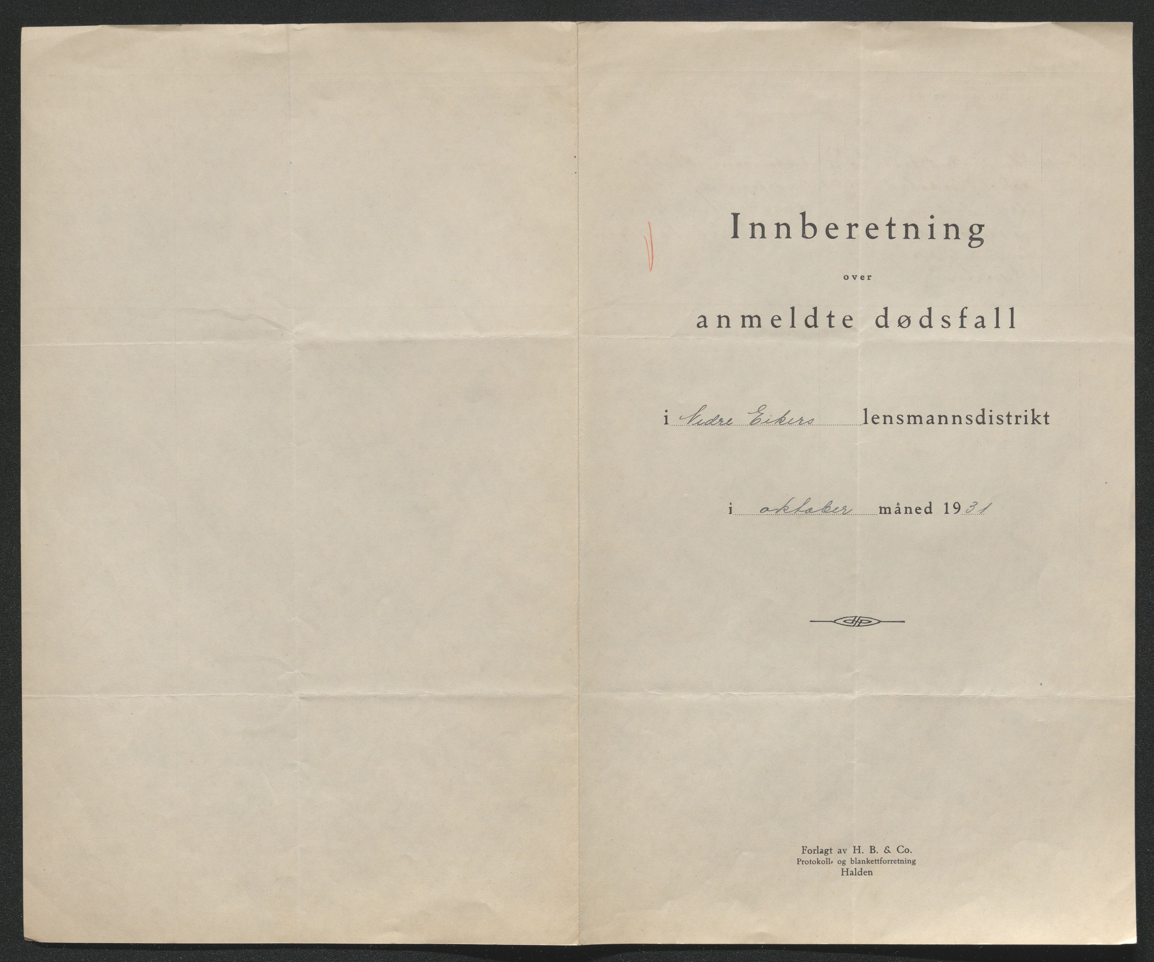 Eiker, Modum og Sigdal sorenskriveri, SAKO/A-123/H/Ha/Hab/L0046: Dødsfallsmeldinger, 1930-1931, p. 1139