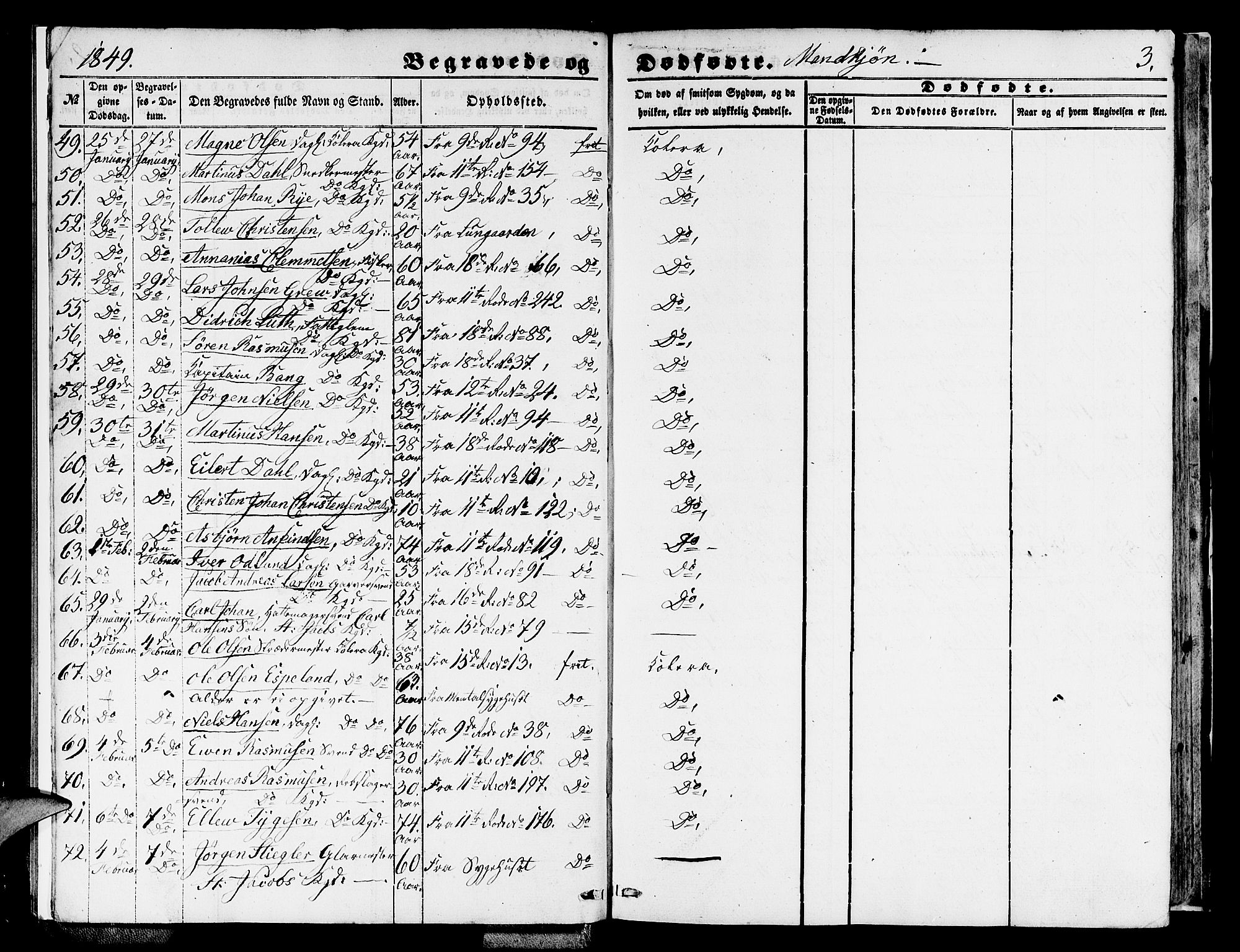 Domkirken sokneprestembete, SAB/A-74801/H/Hab/L0038: Parish register (copy) no. E 2, 1847-1859, p. 3