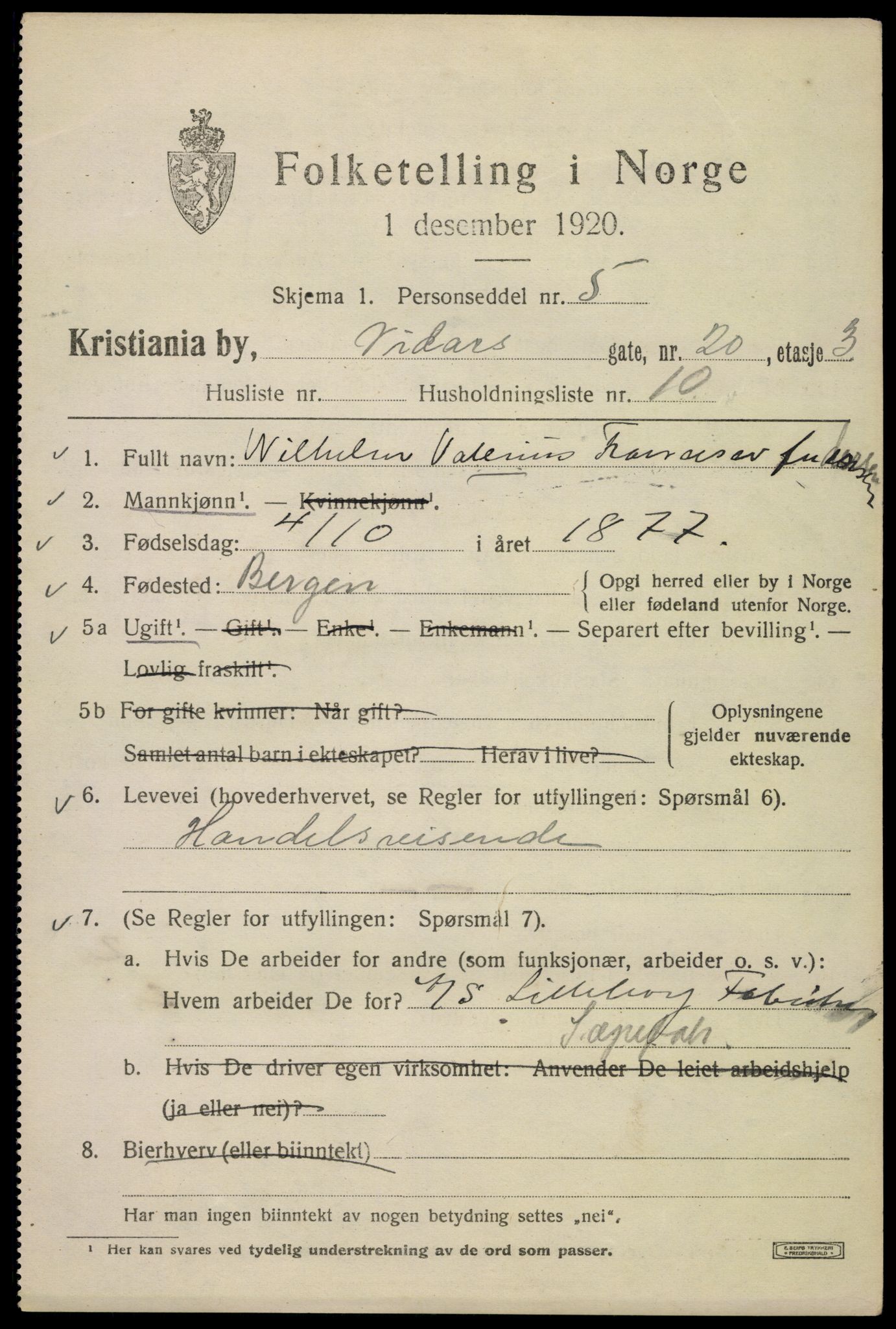 SAO, 1920 census for Kristiania, 1920, p. 636749