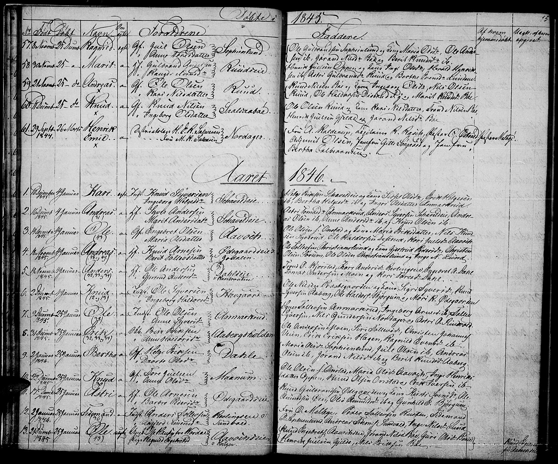 Nord-Aurdal prestekontor, SAH/PREST-132/H/Ha/Hab/L0002: Parish register (copy) no. 2, 1842-1877, p. 15