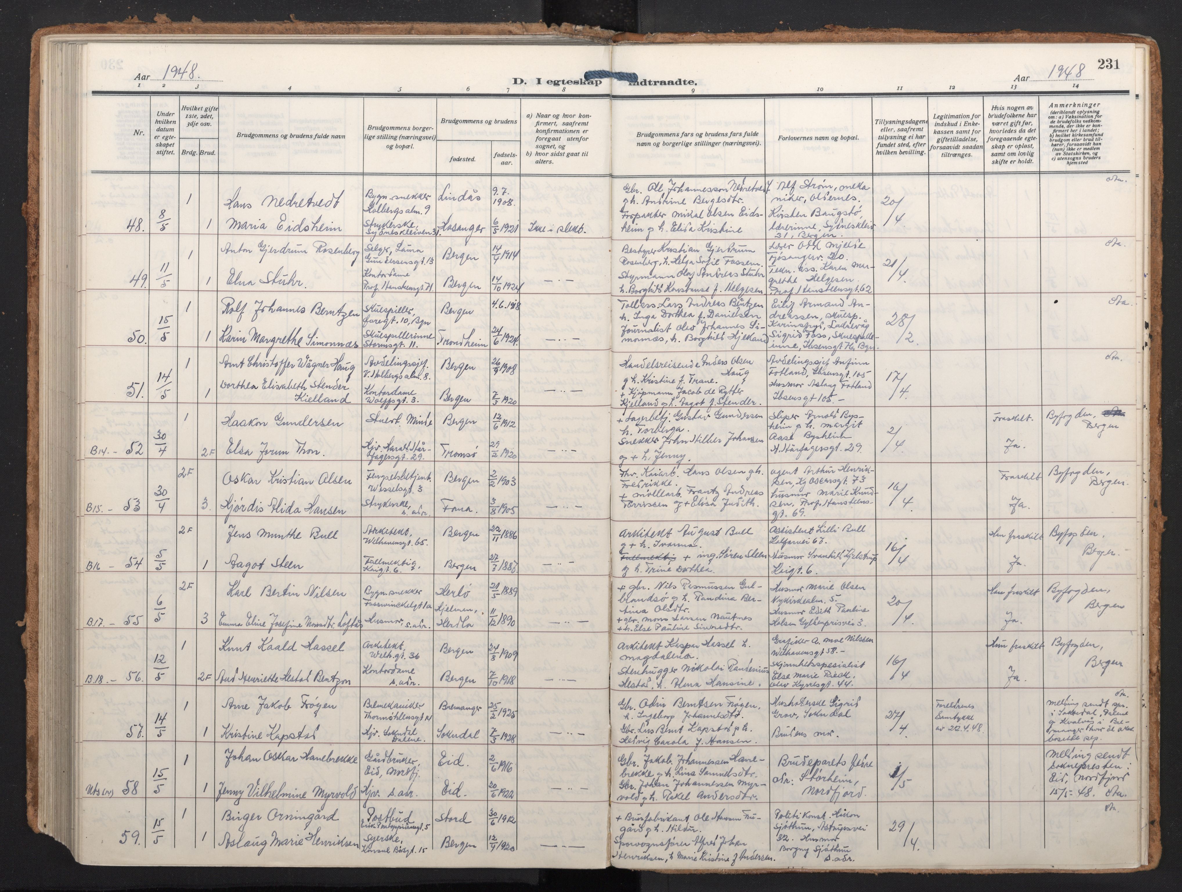 Johanneskirken sokneprestembete, AV/SAB-A-76001/H/Haa/L0014: Parish register (official) no. D 3, 1929-1949, p. 230b-231a