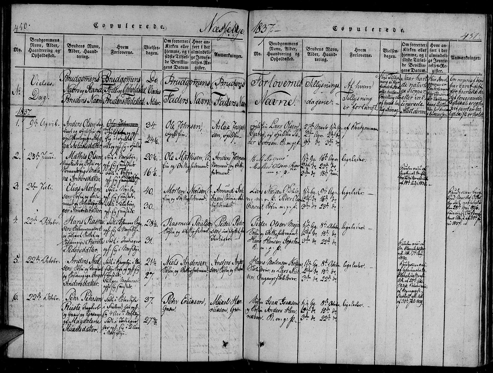 Vadsø sokneprestkontor, SATØ/S-1325/H/Ha/L0003kirke: Parish register (official) no. 3 /2, 1821-1839, p. 450-451