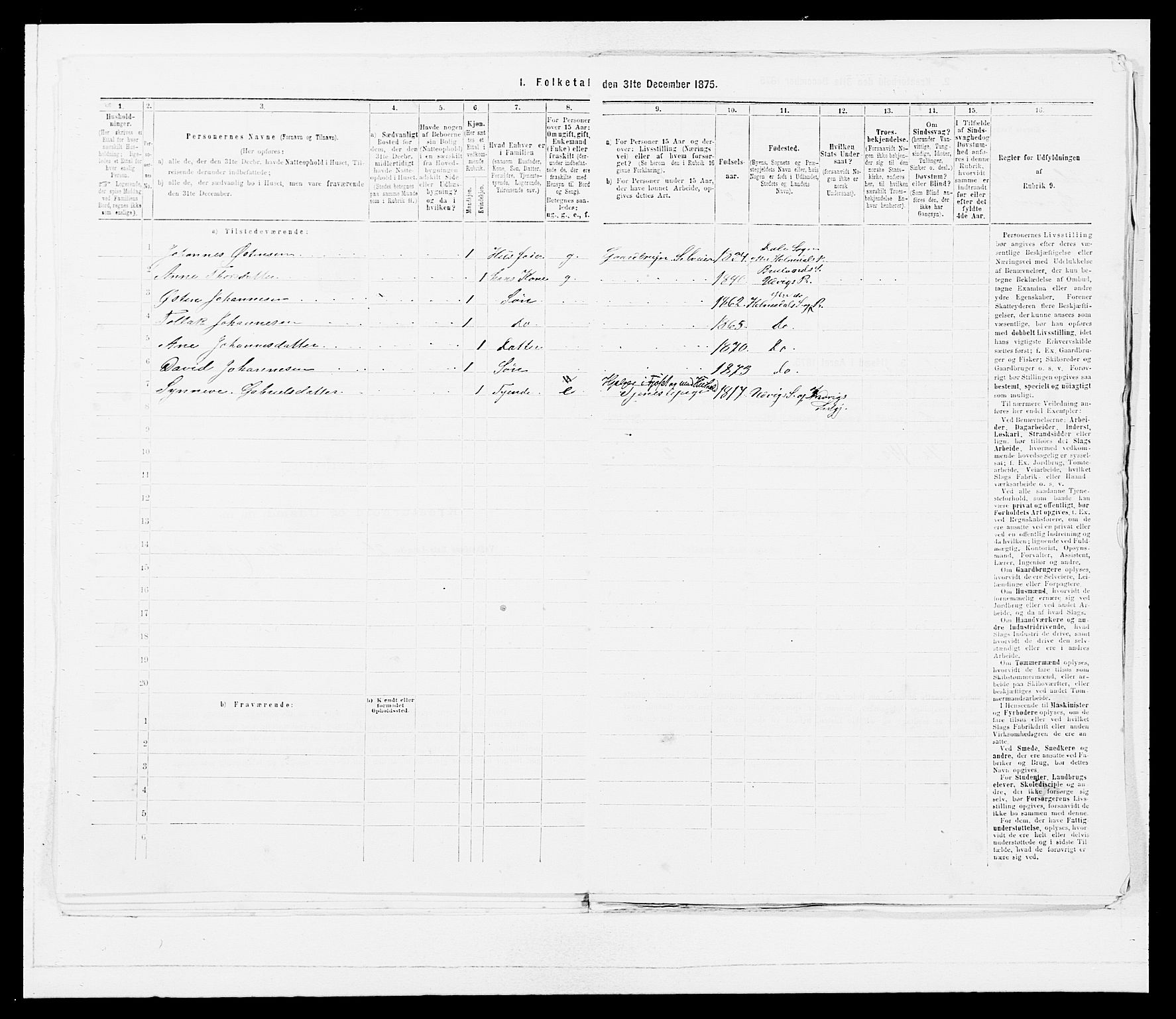 SAB, 1875 census for 1429P Ytre Holmedal, 1875, p. 56