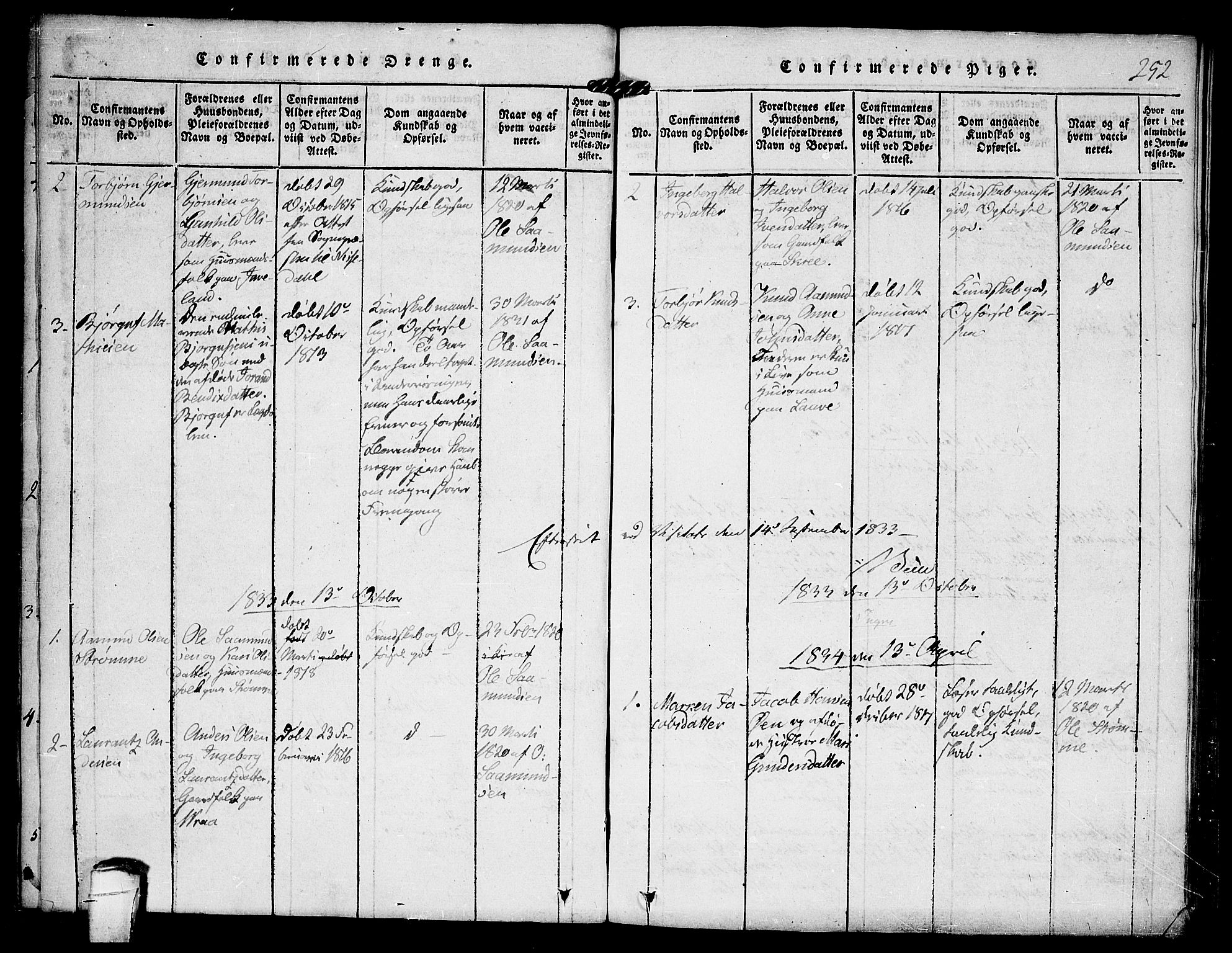 Kviteseid kirkebøker, SAKO/A-276/F/Fc/L0001: Parish register (official) no. III 1, 1815-1836, p. 252
