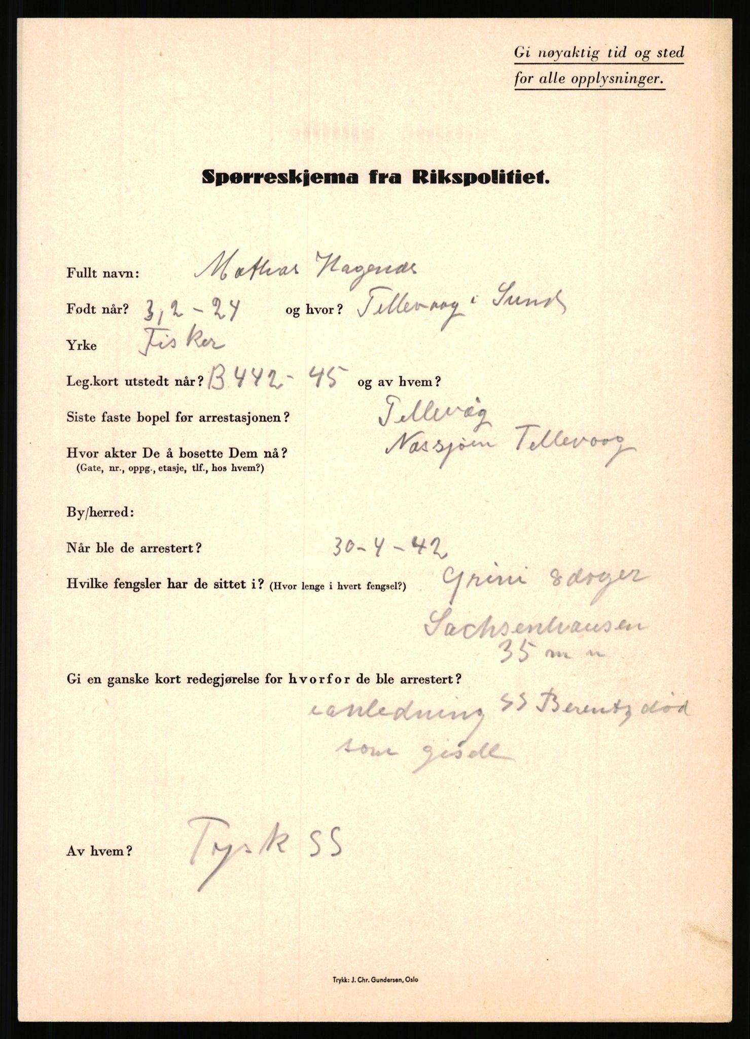 Rikspolitisjefen, AV/RA-S-1560/L/L0005: Gidske, Peder Martin -  Hansell, Georg, 1940-1945, p. 890