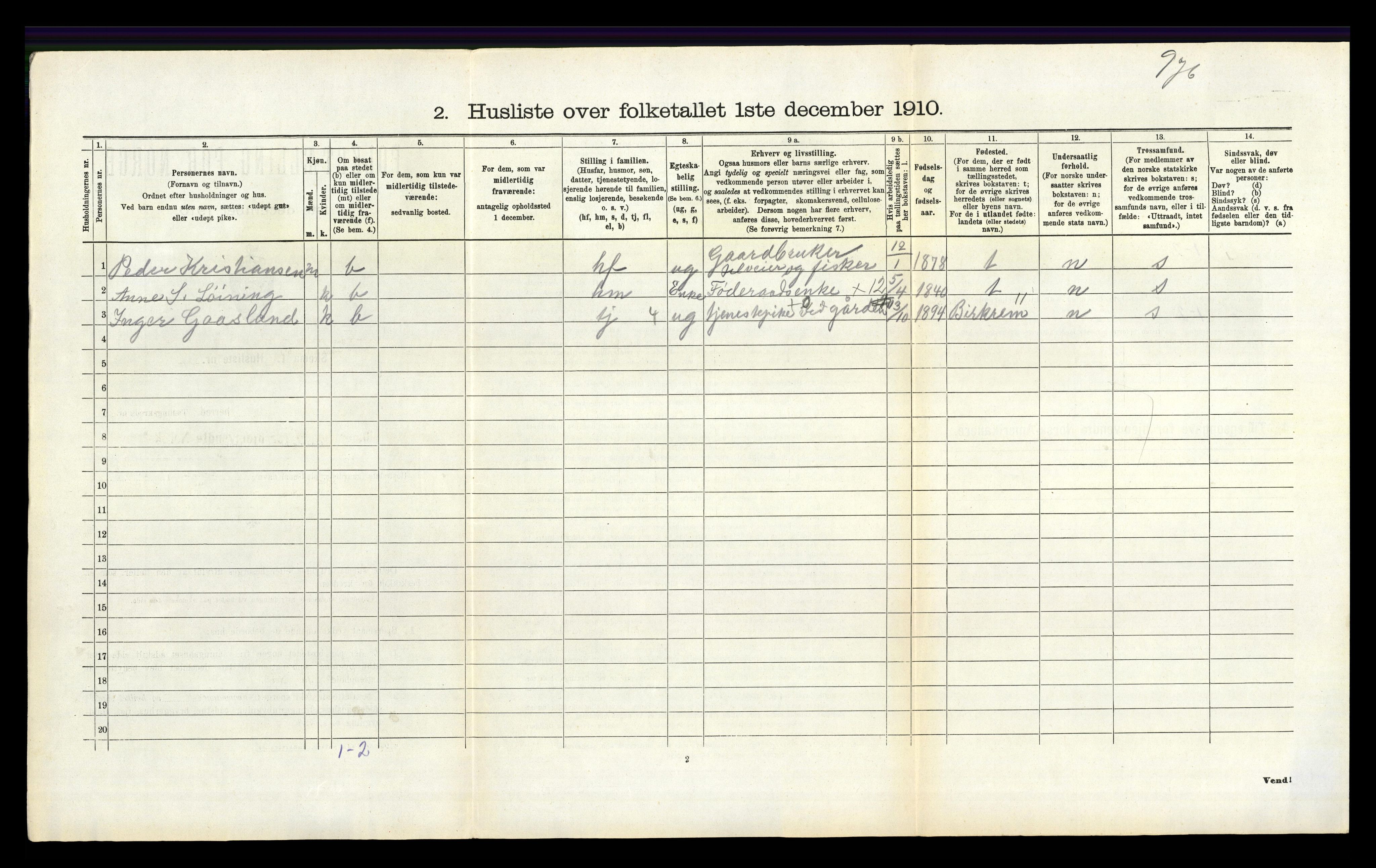 RA, 1910 census for Eigersund, 1910, p. 315