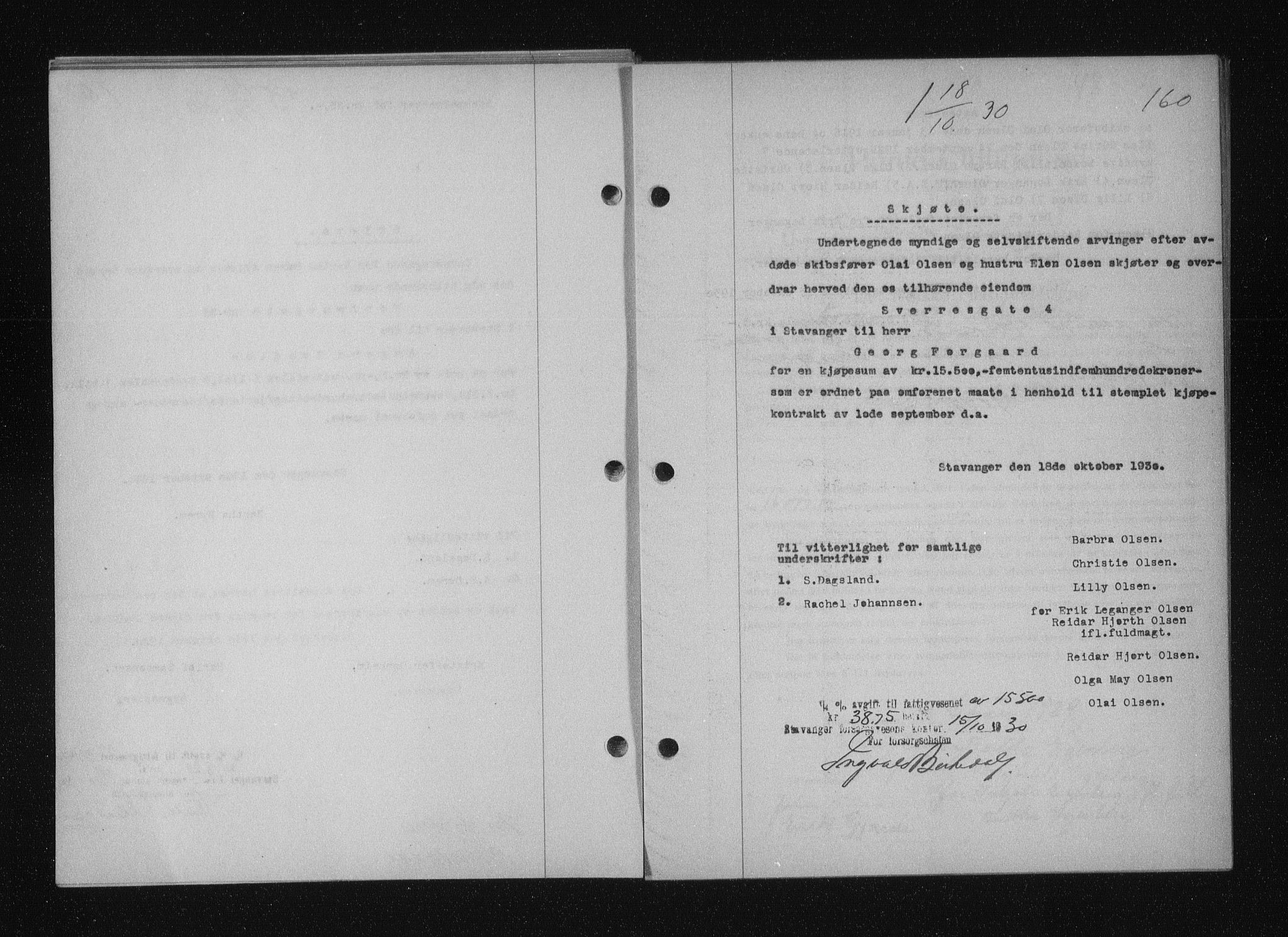 Stavanger byfogd, SAST/A-101408/001/4/41/410/410BB/L0058: Mortgage book no. 48, 1930-1931, Deed date: 18.10.1930