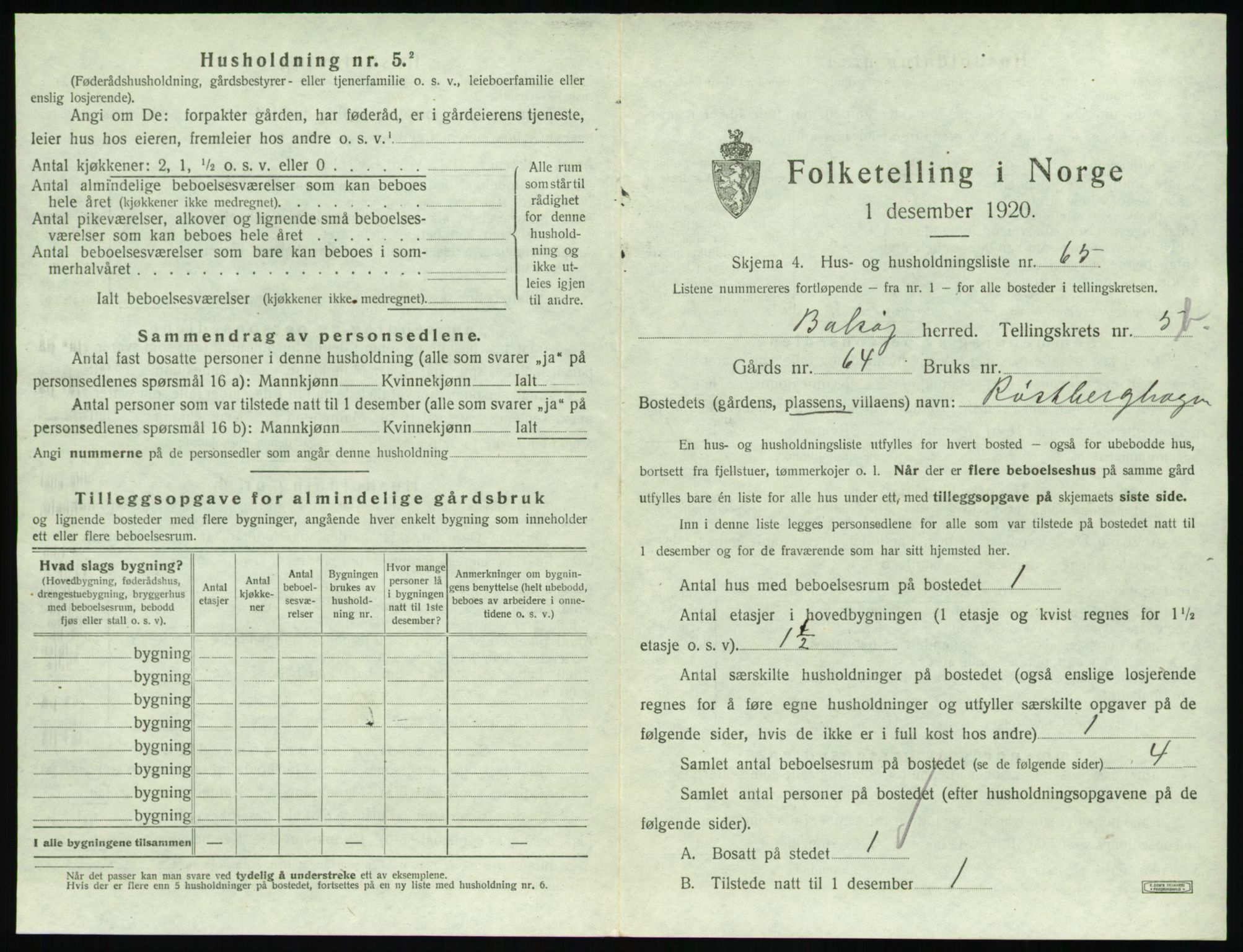 SAT, 1920 census for Bolsøy, 1920, p. 1029