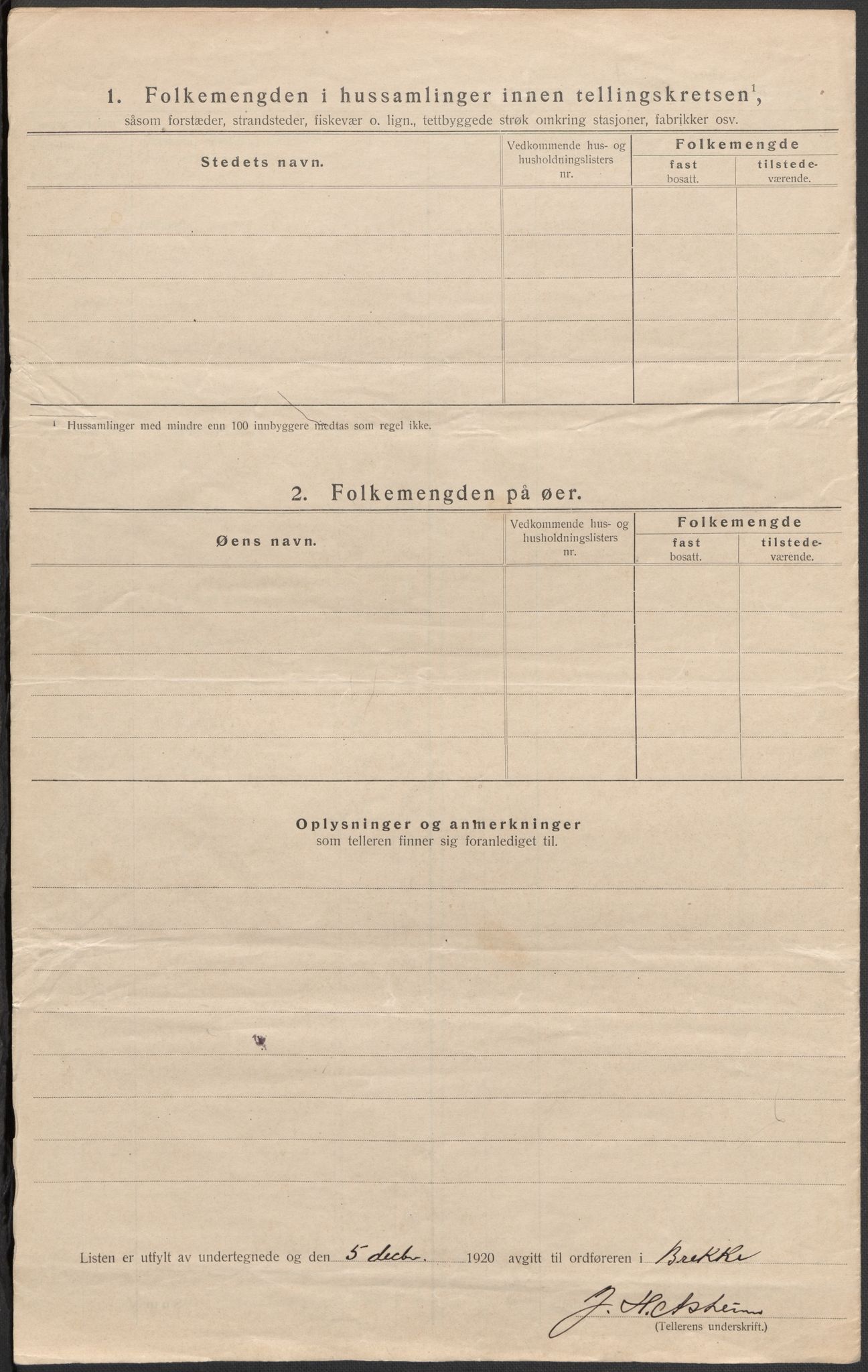 SAB, 1920 census for Brekke, 1920, p. 13