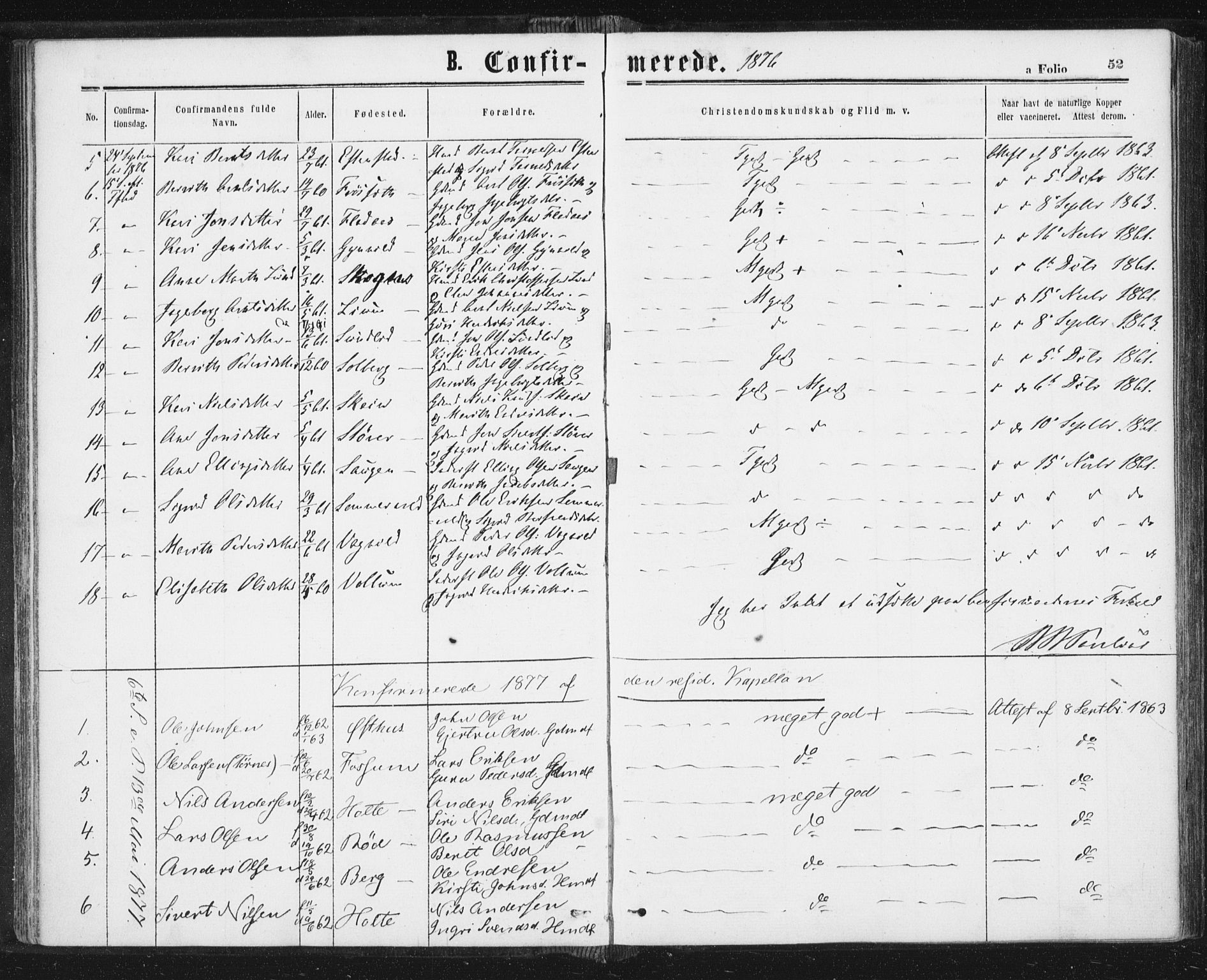 Ministerialprotokoller, klokkerbøker og fødselsregistre - Sør-Trøndelag, SAT/A-1456/689/L1039: Parish register (official) no. 689A04, 1865-1878, p. 52