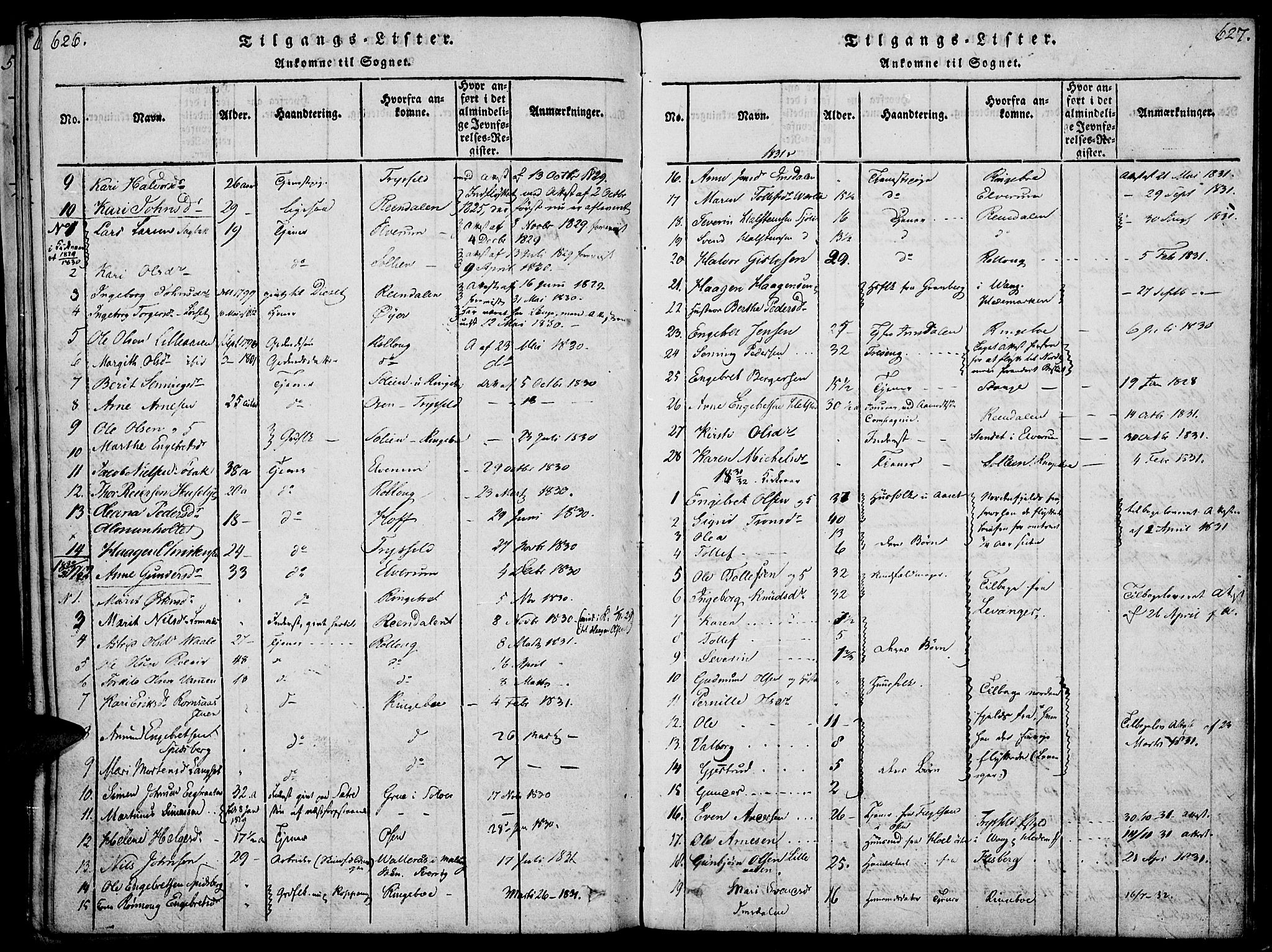 Åmot prestekontor, Hedmark, SAH/PREST-056/H/Ha/Haa/L0005: Parish register (official) no. 5, 1815-1841, p. 626-627