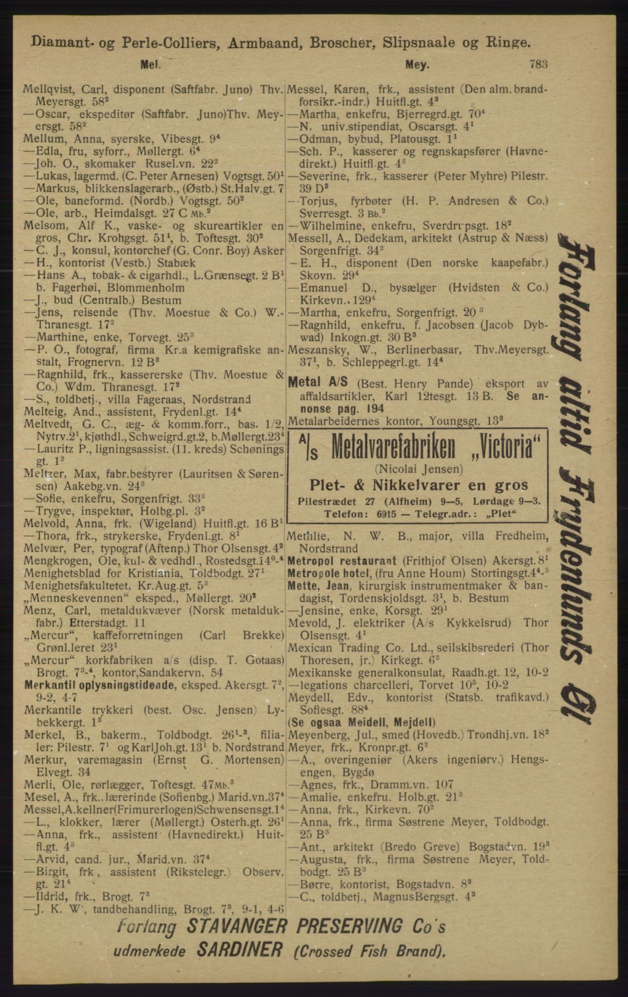 Kristiania/Oslo adressebok, PUBL/-, 1913, p. 795