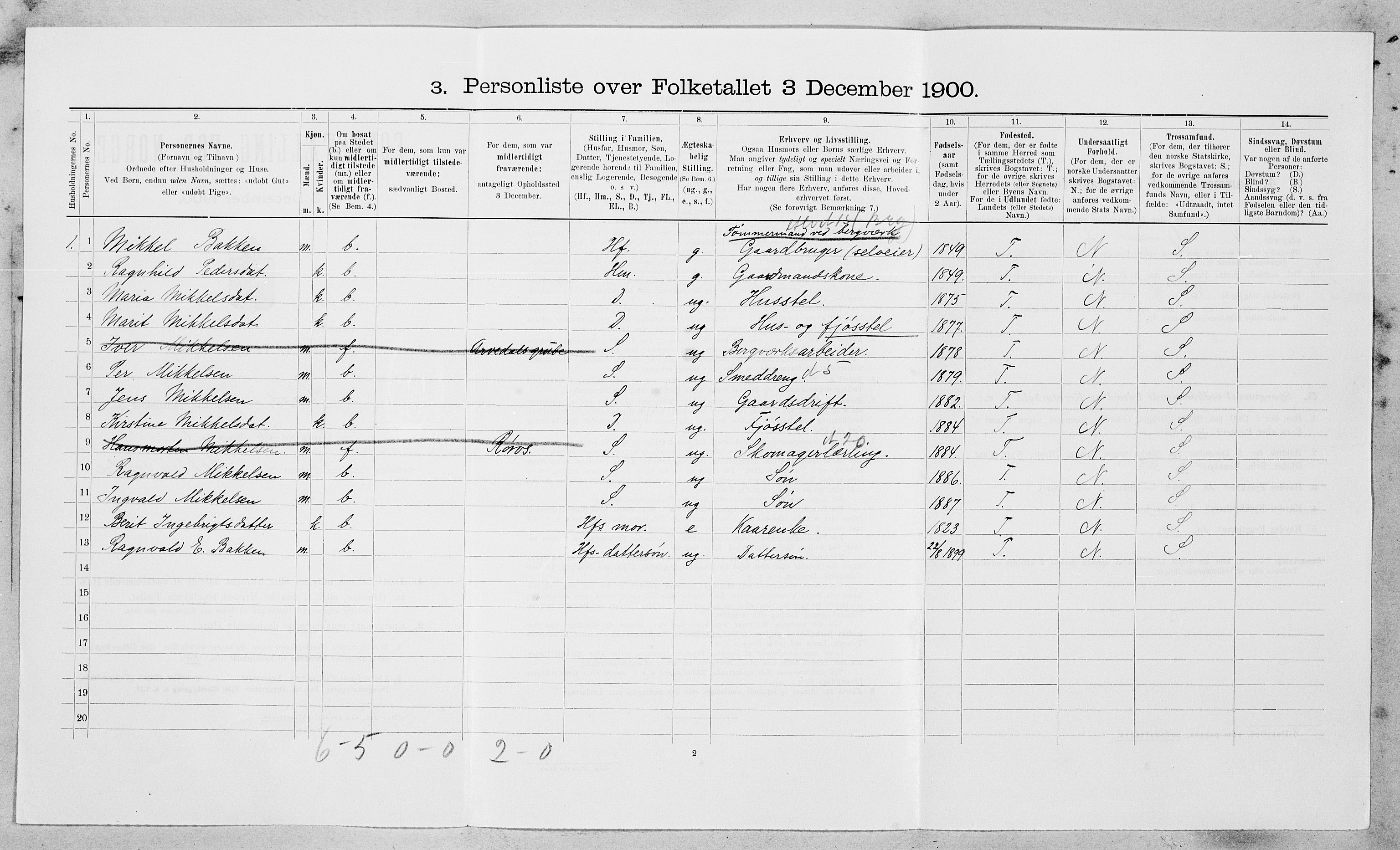 SAT, 1900 census for Røros, 1900, p. 951