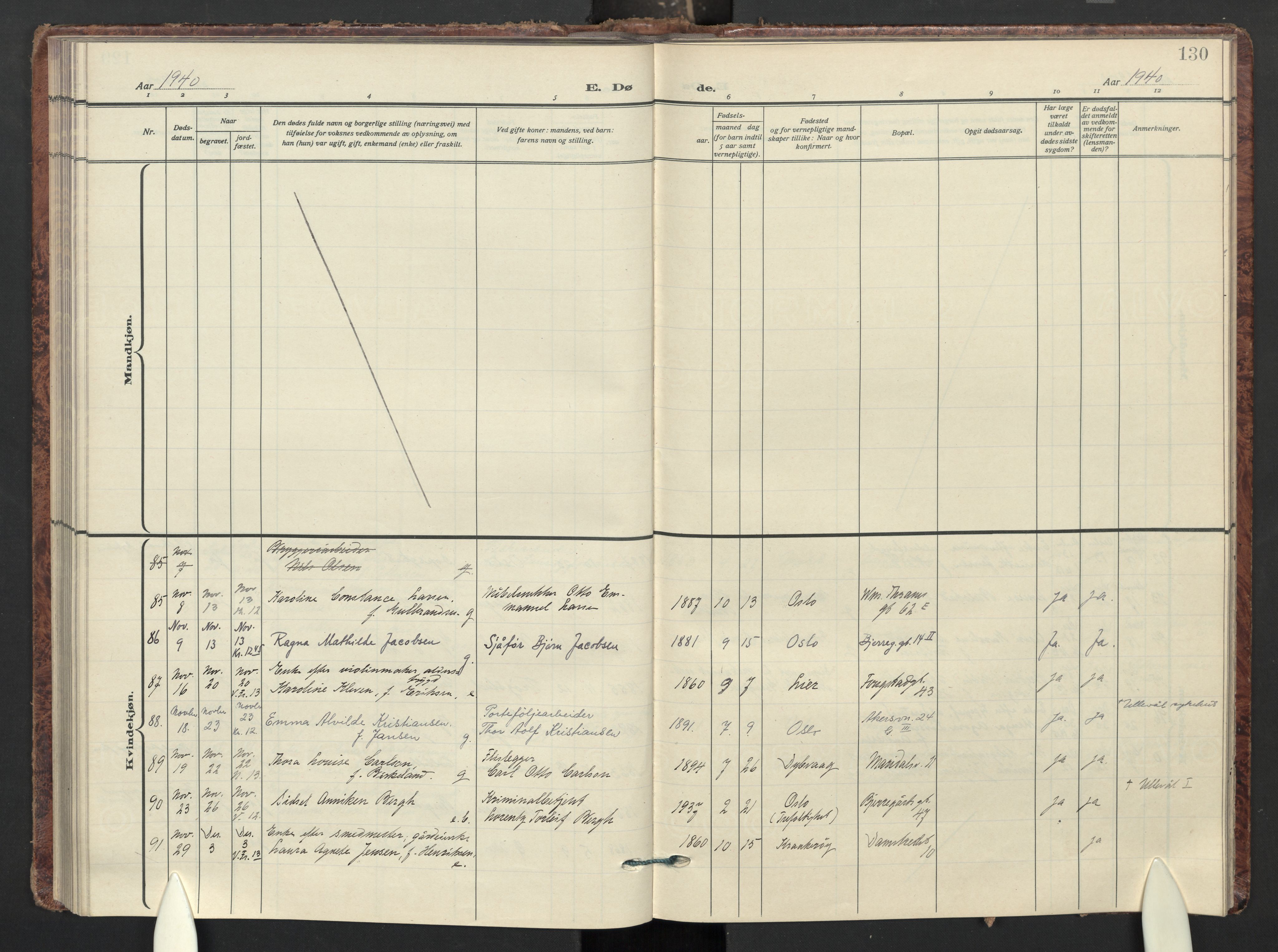 Gamle Aker prestekontor Kirkebøker, AV/SAO-A-10617a/F/L0020: Parish register (official) no. 20, 1931-1947, p. 130