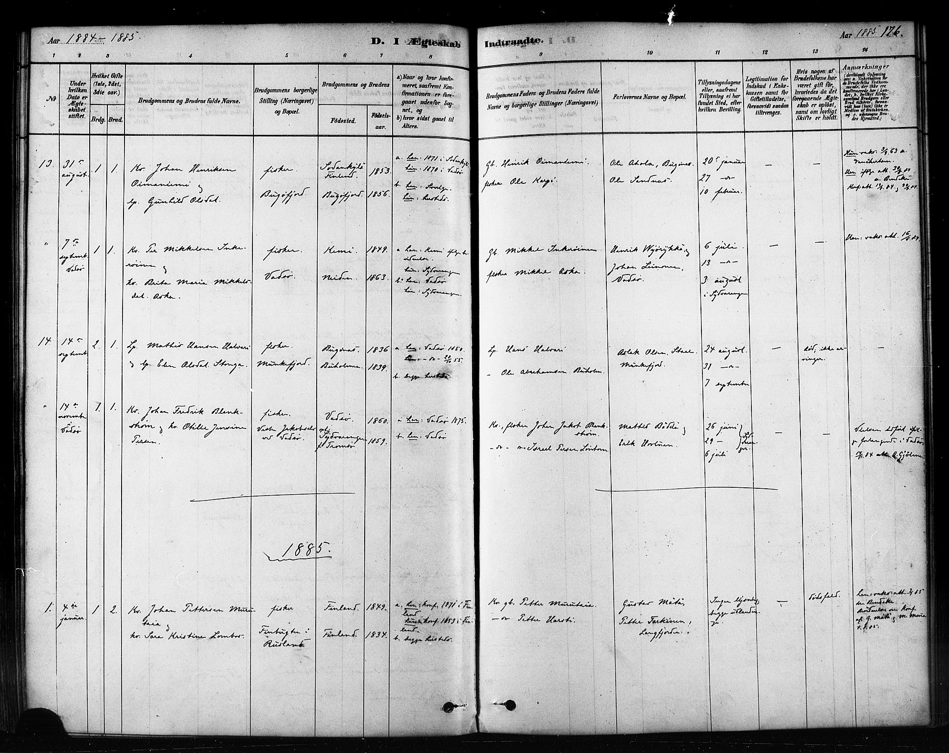 Sør-Varanger sokneprestkontor, SATØ/S-1331/H/Ha/L0003kirke: Parish register (official) no. 3, 1878-1891, p. 176