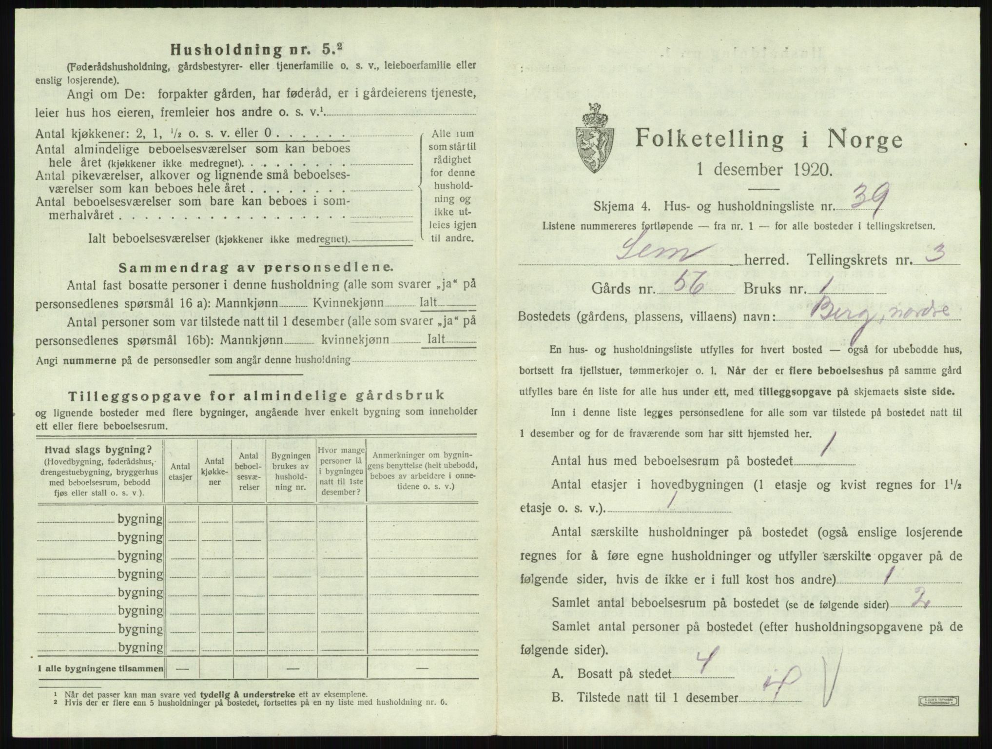 SAKO, 1920 census for Sem, 1920, p. 712