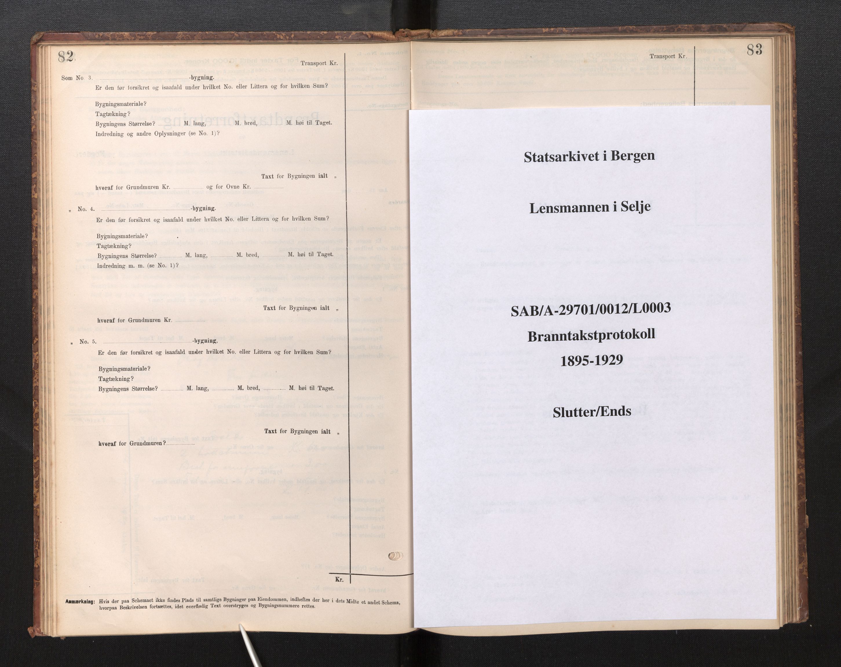 Lensmannen i Selje, AV/SAB-A-29701/0012/L0003: Branntakstprotokoll, skjematakst, 1895-1929, p. 82-83