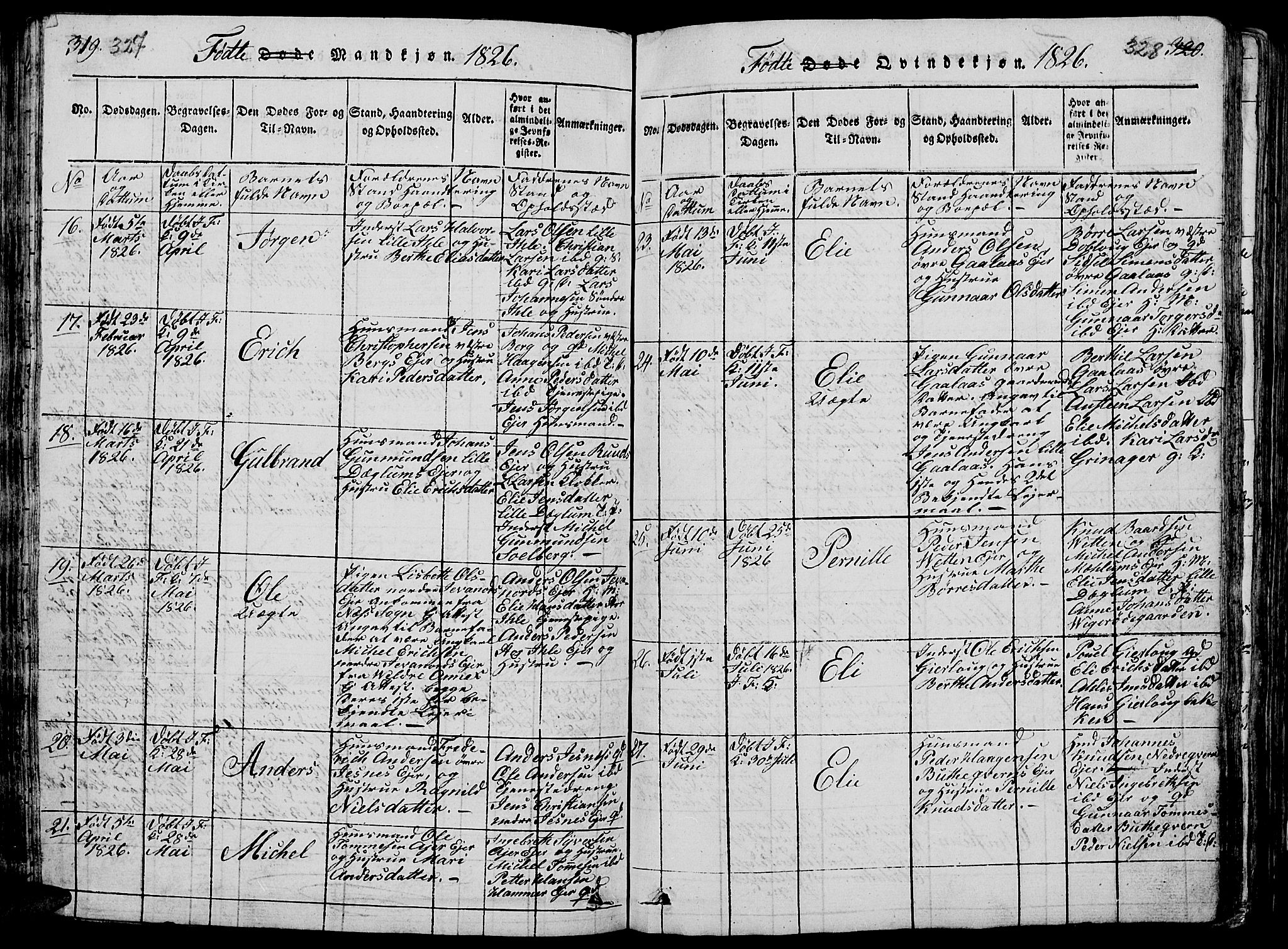 Vang prestekontor, Hedmark, SAH/PREST-008/H/Ha/Hab/L0005: Parish register (copy) no. 5, 1815-1836, p. 327-328