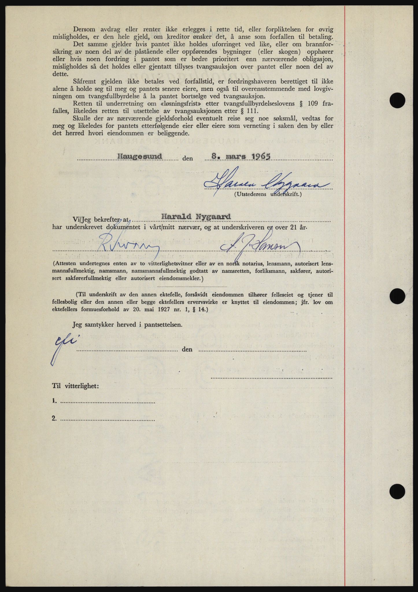 Haugesund tingrett, SAST/A-101415/01/II/IIC/L0053: Mortgage book no. B 53, 1965-1965, Diary no: : 626/1965