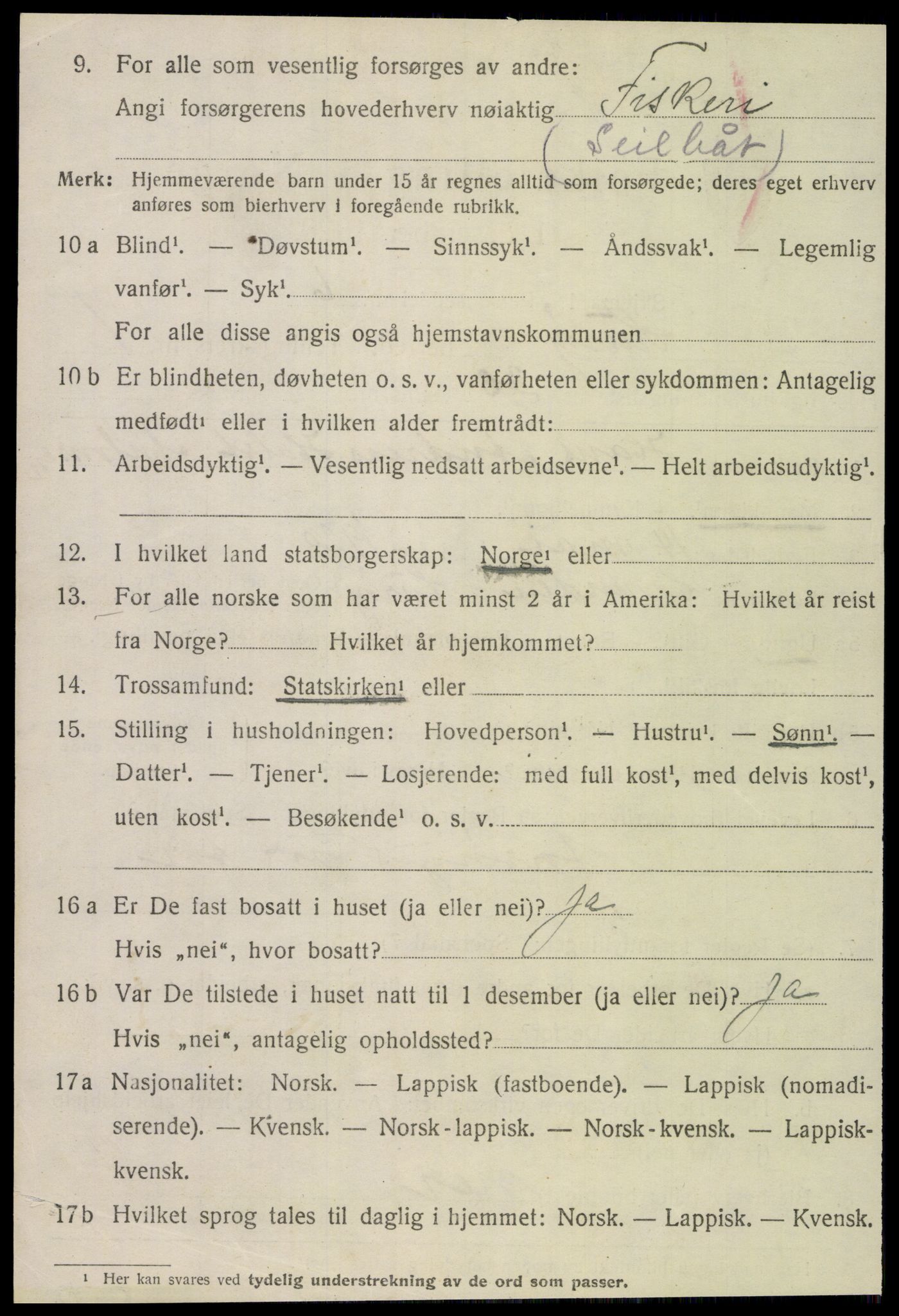 SAT, 1920 census for Lurøy, 1920, p. 1338