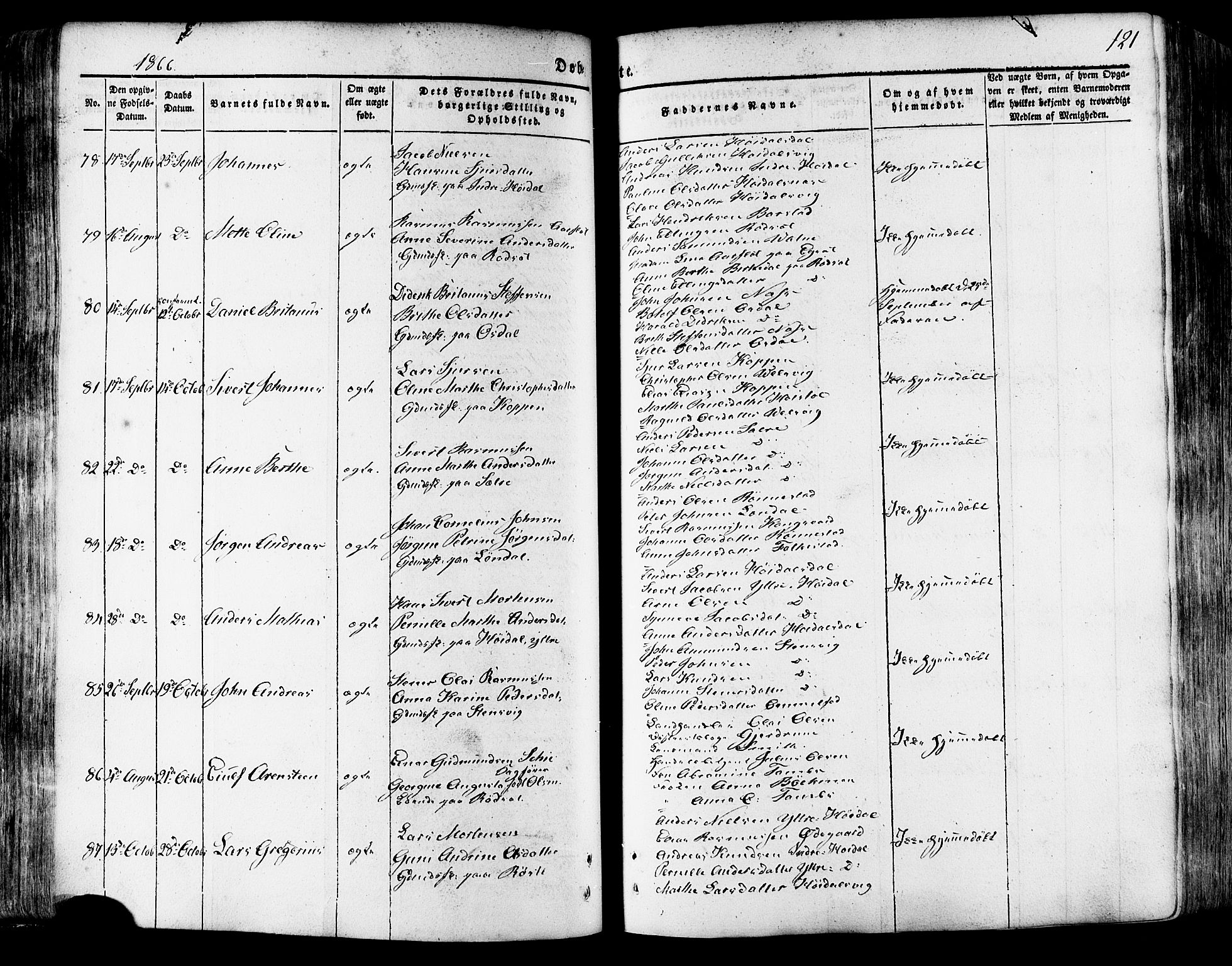 Ministerialprotokoller, klokkerbøker og fødselsregistre - Møre og Romsdal, SAT/A-1454/511/L0140: Parish register (official) no. 511A07, 1851-1878, p. 121
