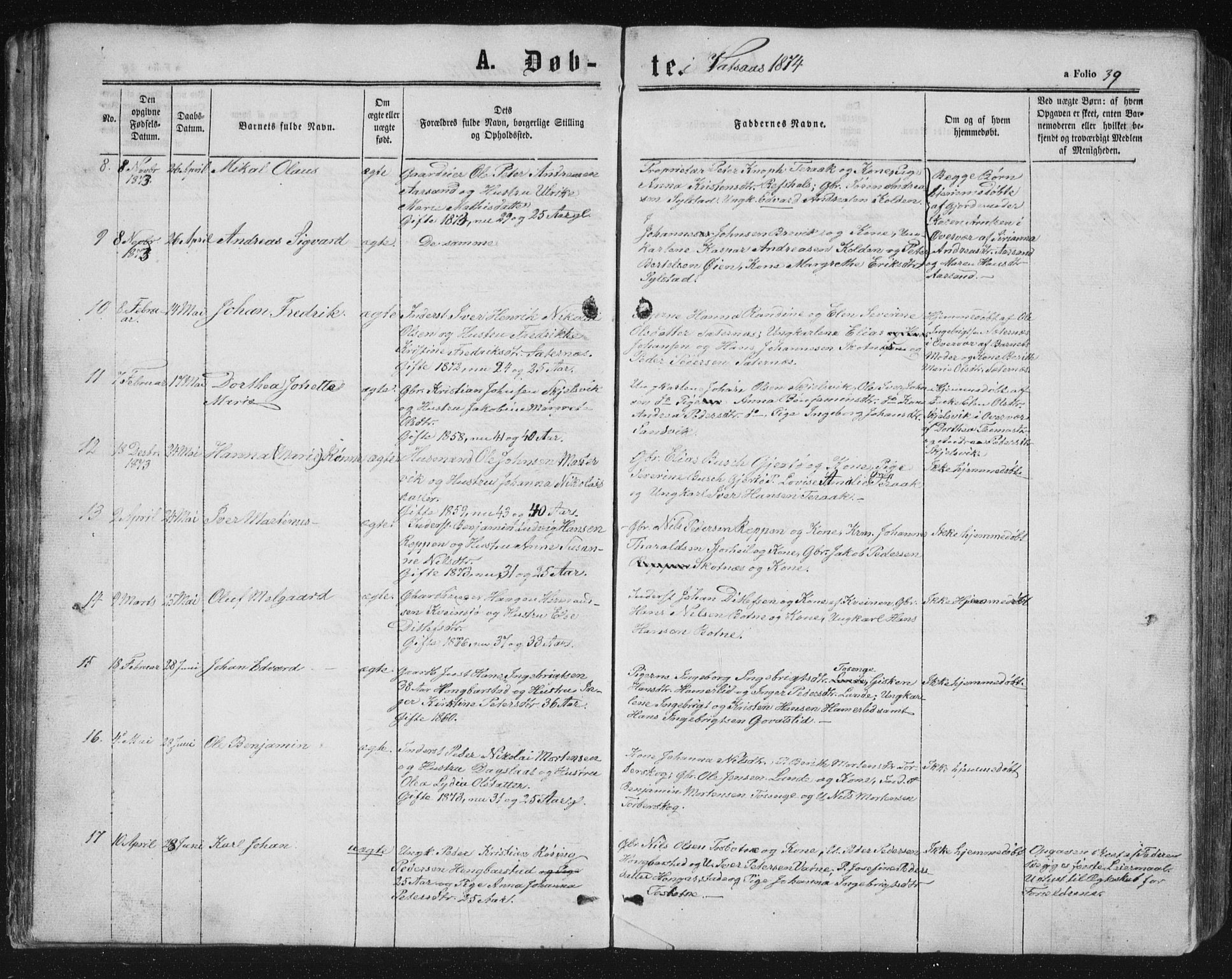 Ministerialprotokoller, klokkerbøker og fødselsregistre - Nordland, AV/SAT-A-1459/810/L0158: Parish register (copy) no. 810C02 /1, 1863-1883, p. 39