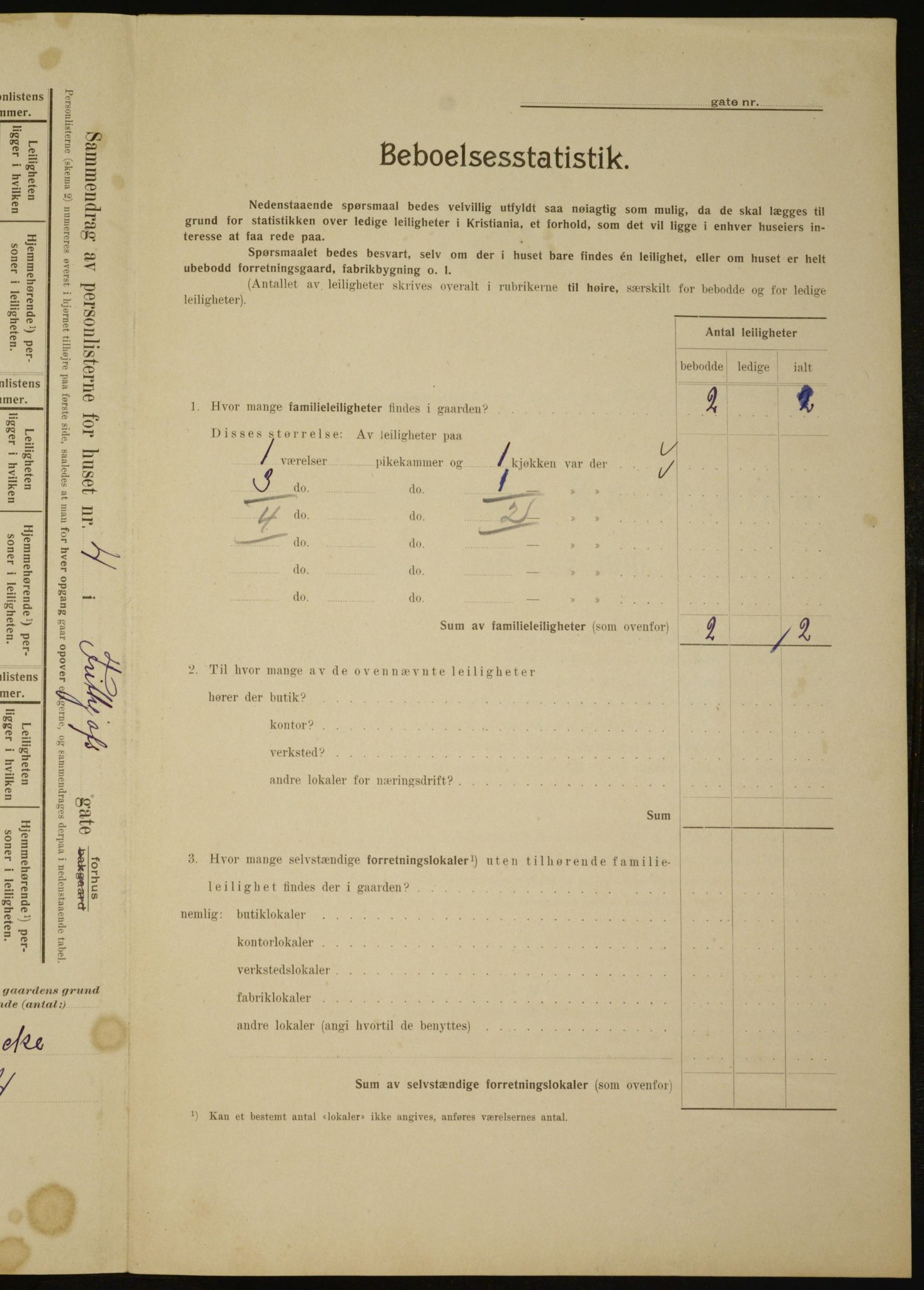 OBA, Municipal Census 1910 for Kristiania, 1910, p. 25122