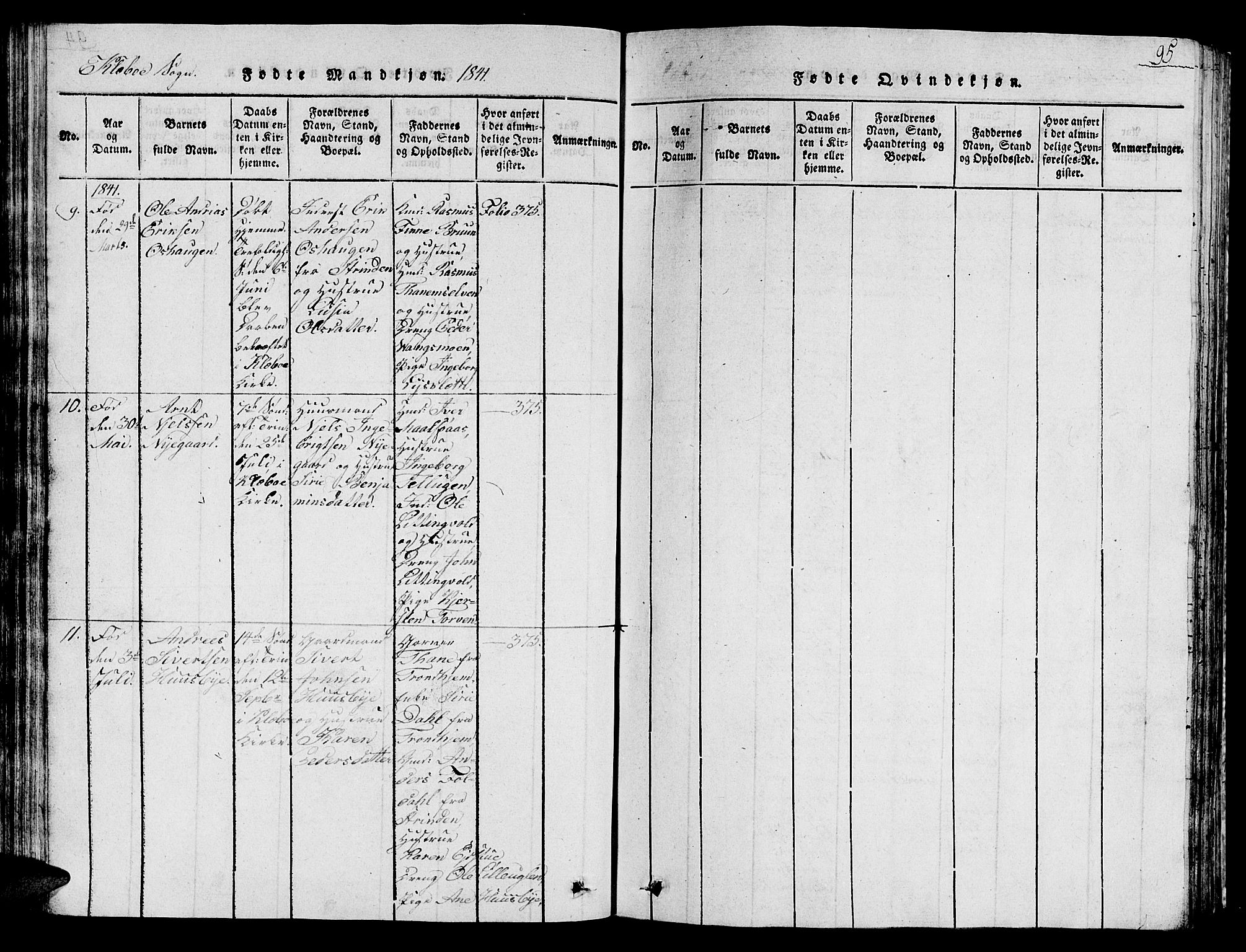 Ministerialprotokoller, klokkerbøker og fødselsregistre - Sør-Trøndelag, SAT/A-1456/618/L0450: Parish register (copy) no. 618C01, 1816-1865, p. 95