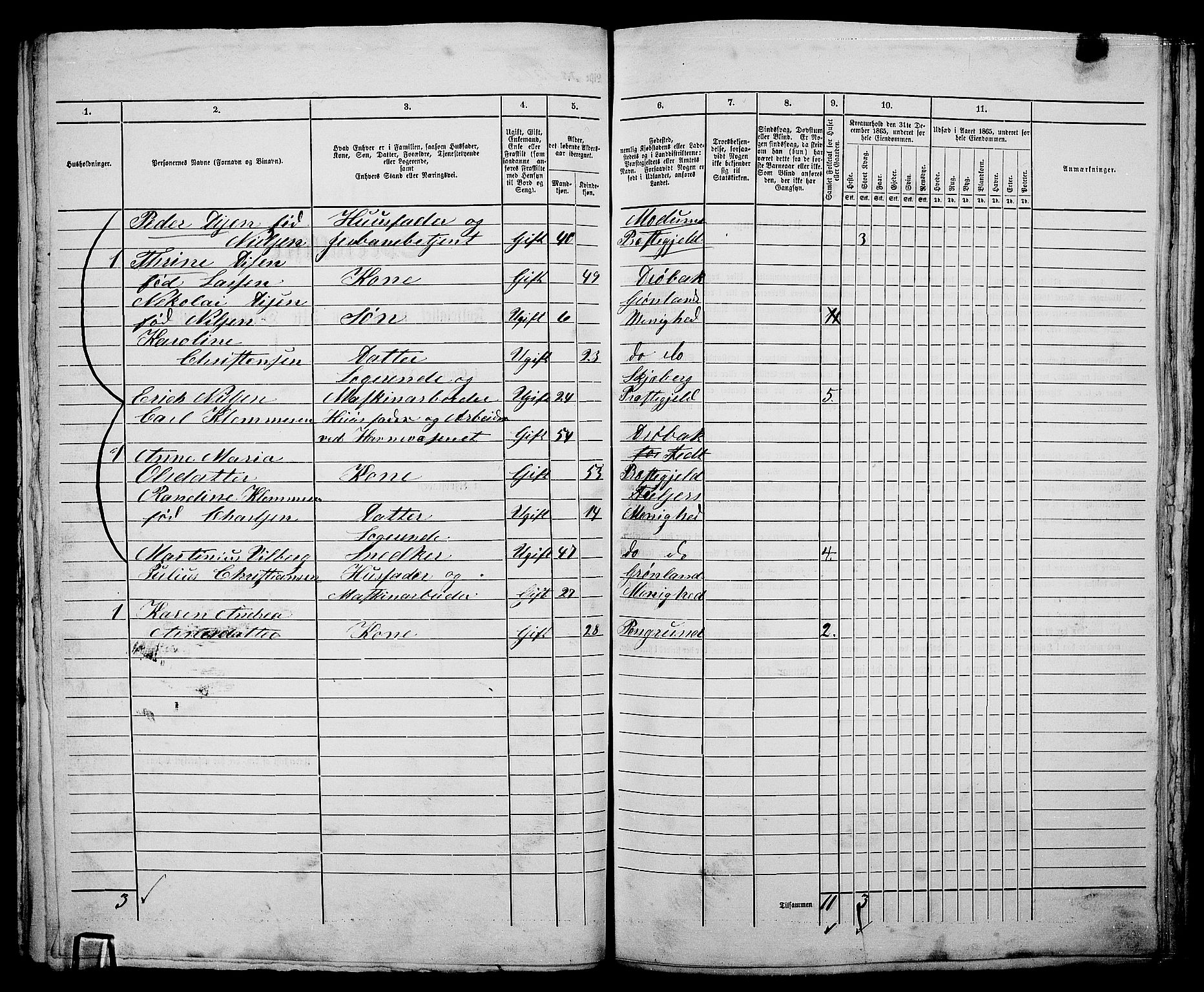 RA, 1865 census for Kristiania, 1865, p. 3411