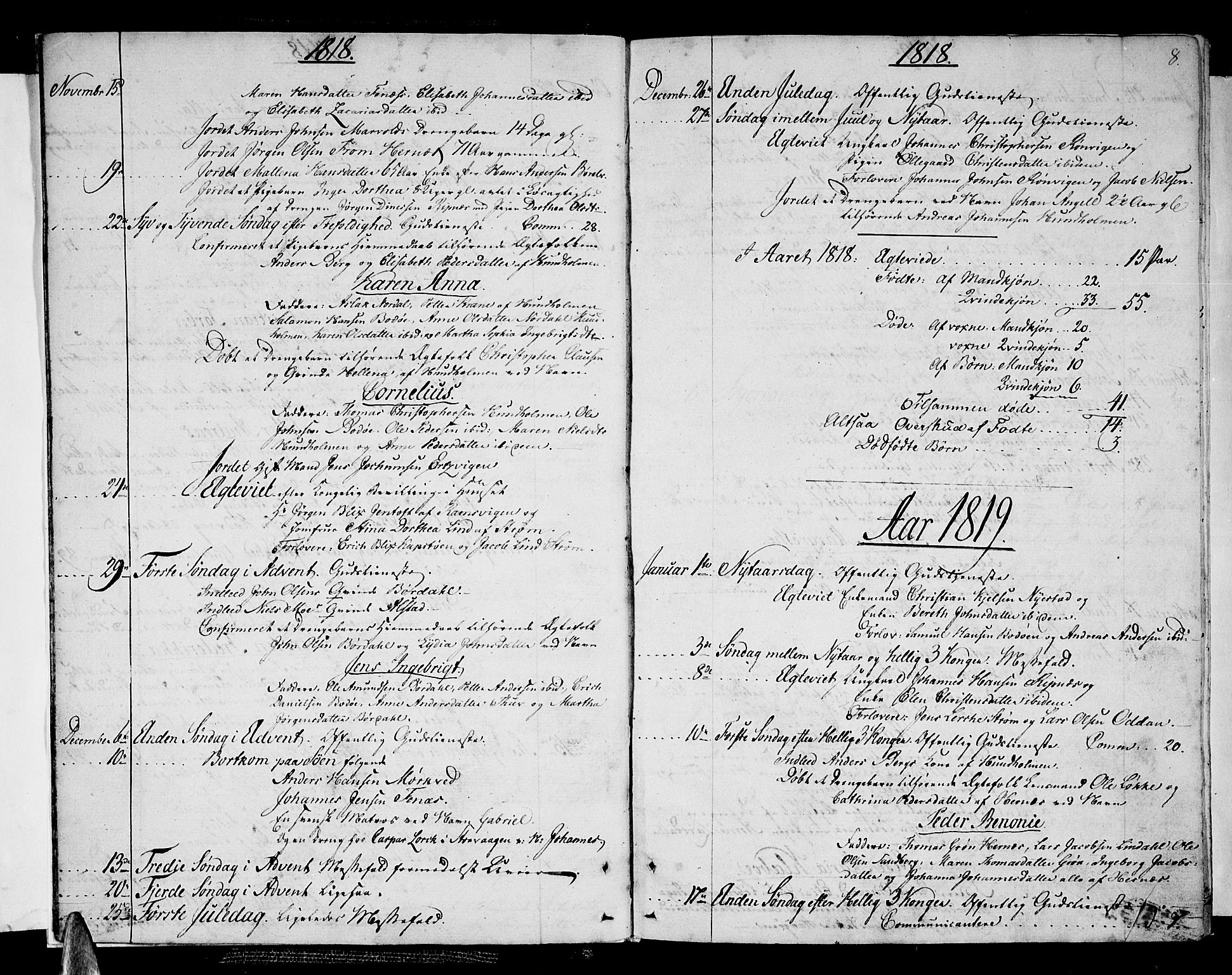 Ministerialprotokoller, klokkerbøker og fødselsregistre - Nordland, SAT/A-1459/801/L0005: Parish register (official) no. 801A05, 1818-1834, p. 8