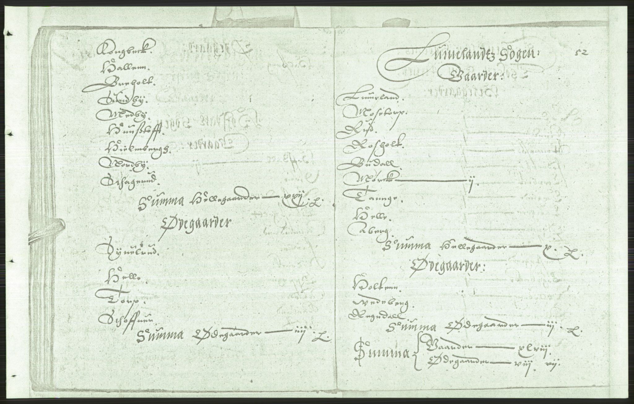 Manuskriptsamlingen, RA/EA-3667/F/L0175a: Kopi av Universitetsbiblioteket, manuskript kvarto nr. 503, Manntall på fulle og halve og ødegårder uti Oslo og Hamar stift anno 1602, I Båhus len, 1602, p. 51b-52a