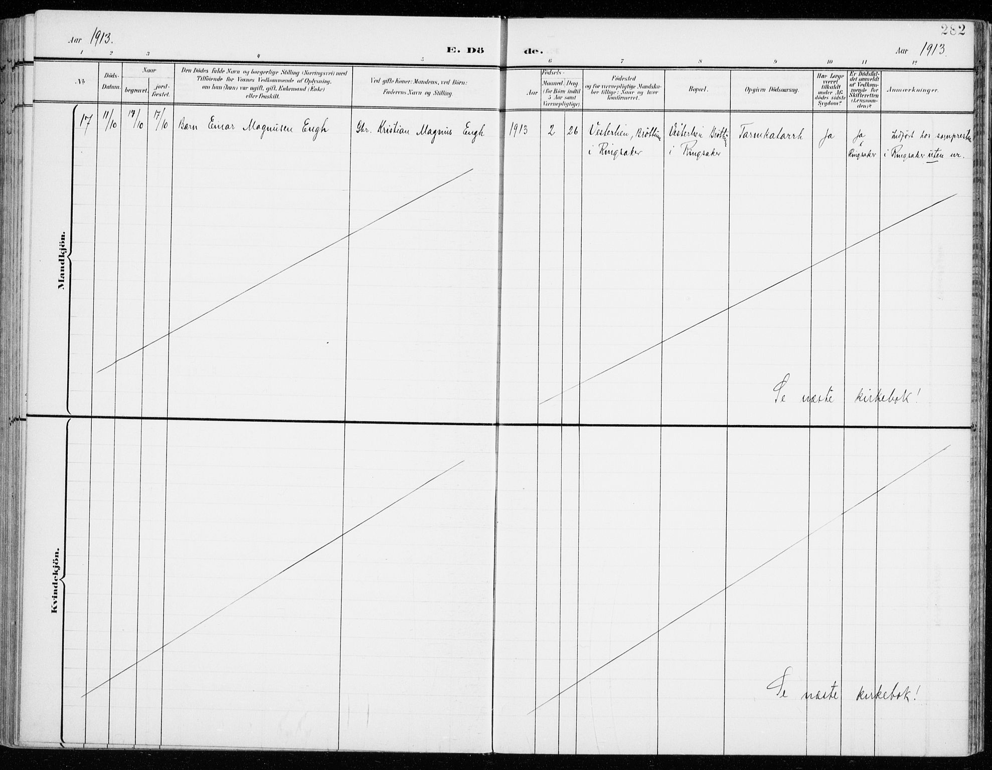 Fåberg prestekontor, SAH/PREST-086/H/Ha/Haa/L0011: Parish register (official) no. 11, 1899-1913, p. 282