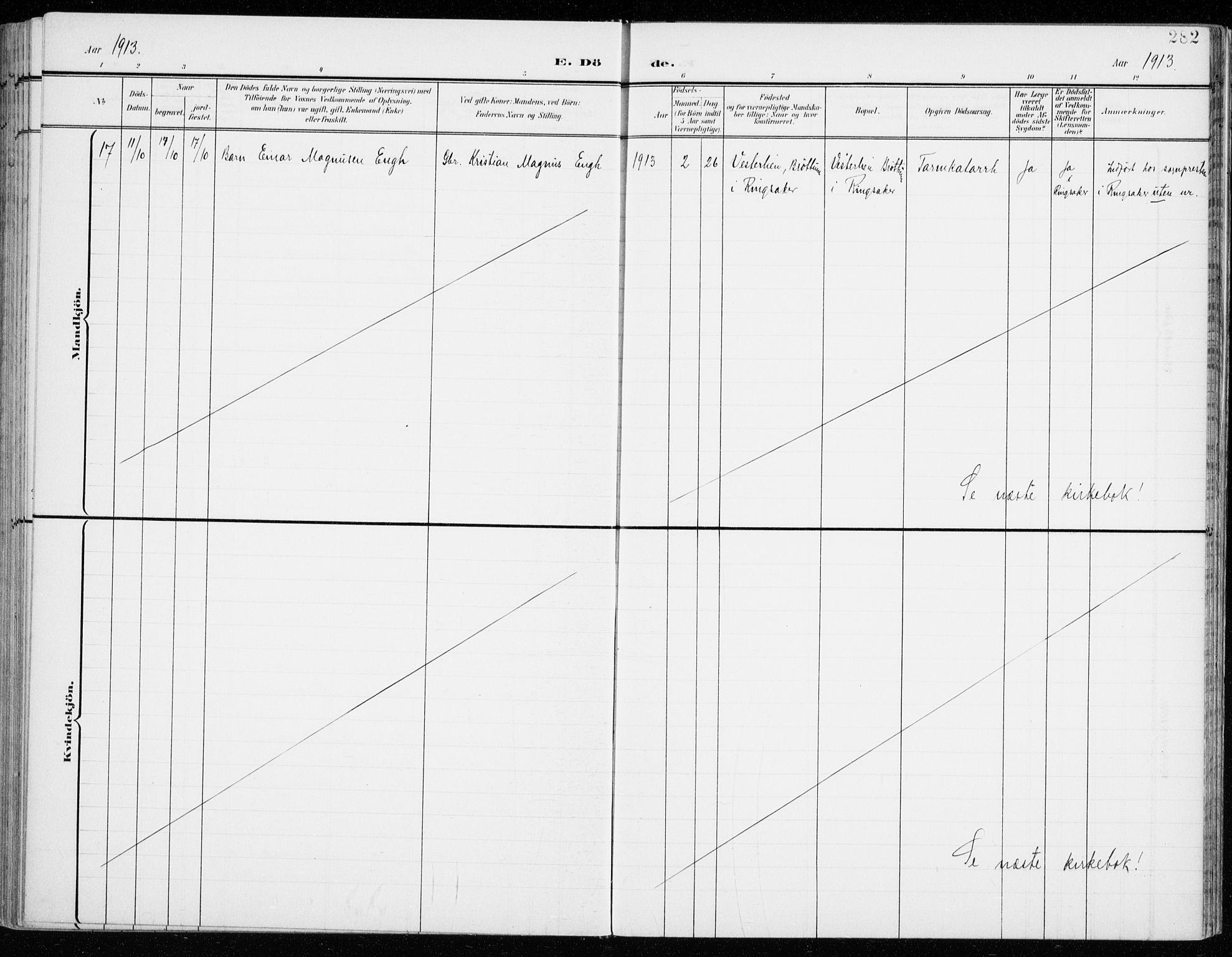 Fåberg prestekontor, AV/SAH-PREST-086/H/Ha/Haa/L0011: Parish register (official) no. 11, 1899-1913, p. 282