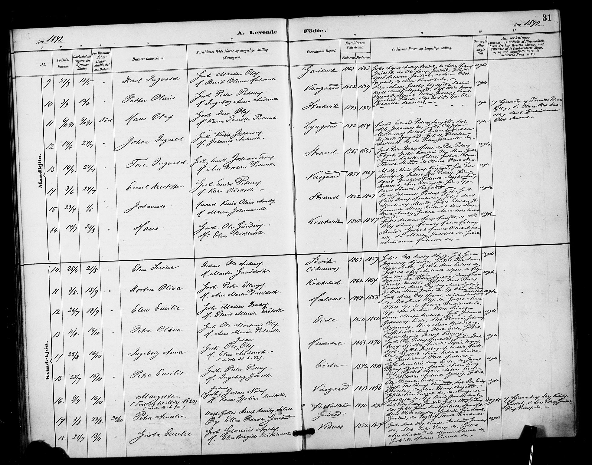 Ministerialprotokoller, klokkerbøker og fødselsregistre - Møre og Romsdal, AV/SAT-A-1454/571/L0836: Parish register (official) no. 571A01, 1884-1899, p. 31