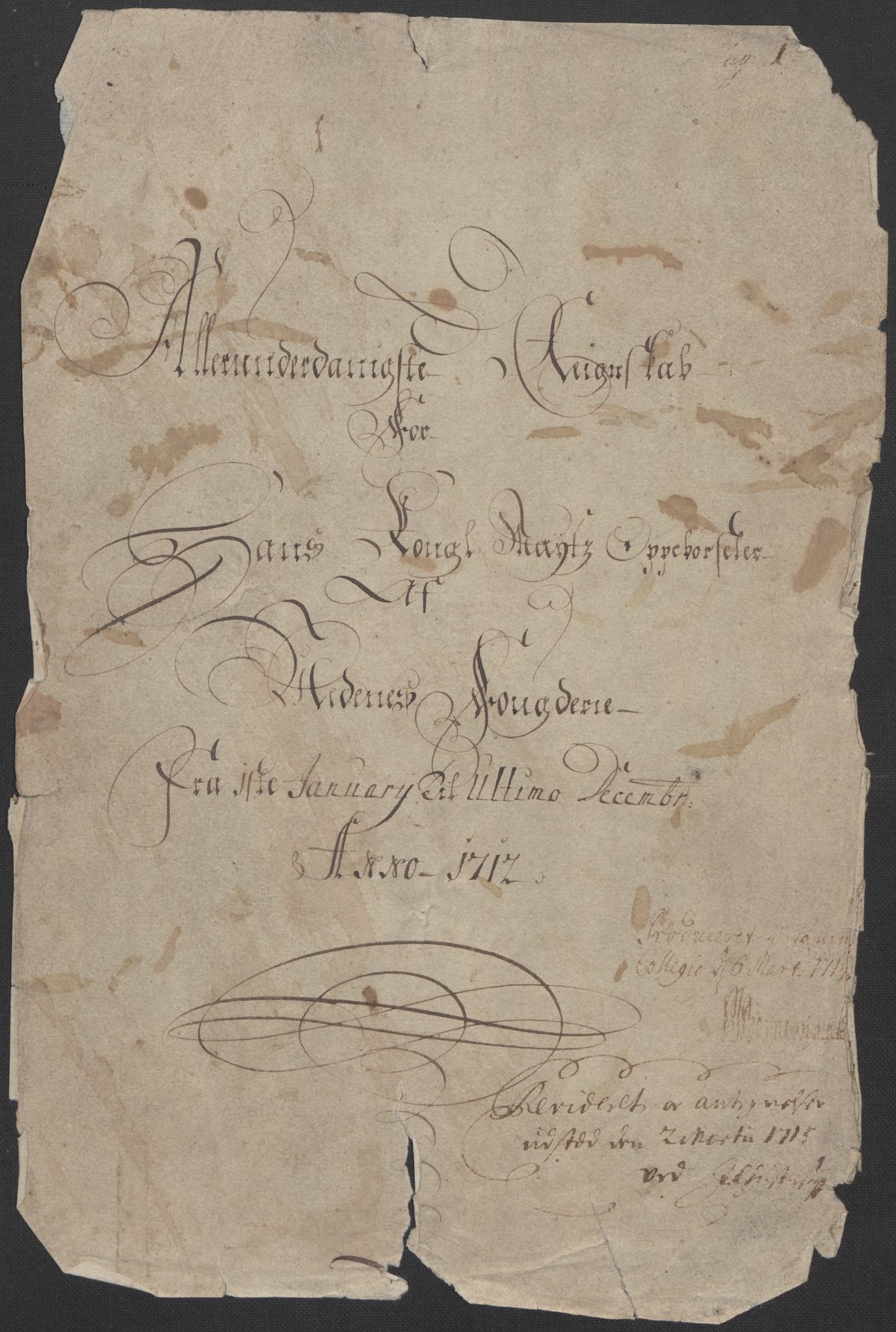 Rentekammeret inntil 1814, Reviderte regnskaper, Fogderegnskap, AV/RA-EA-4092/R39/L2320: Fogderegnskap Nedenes, 1712, p. 3