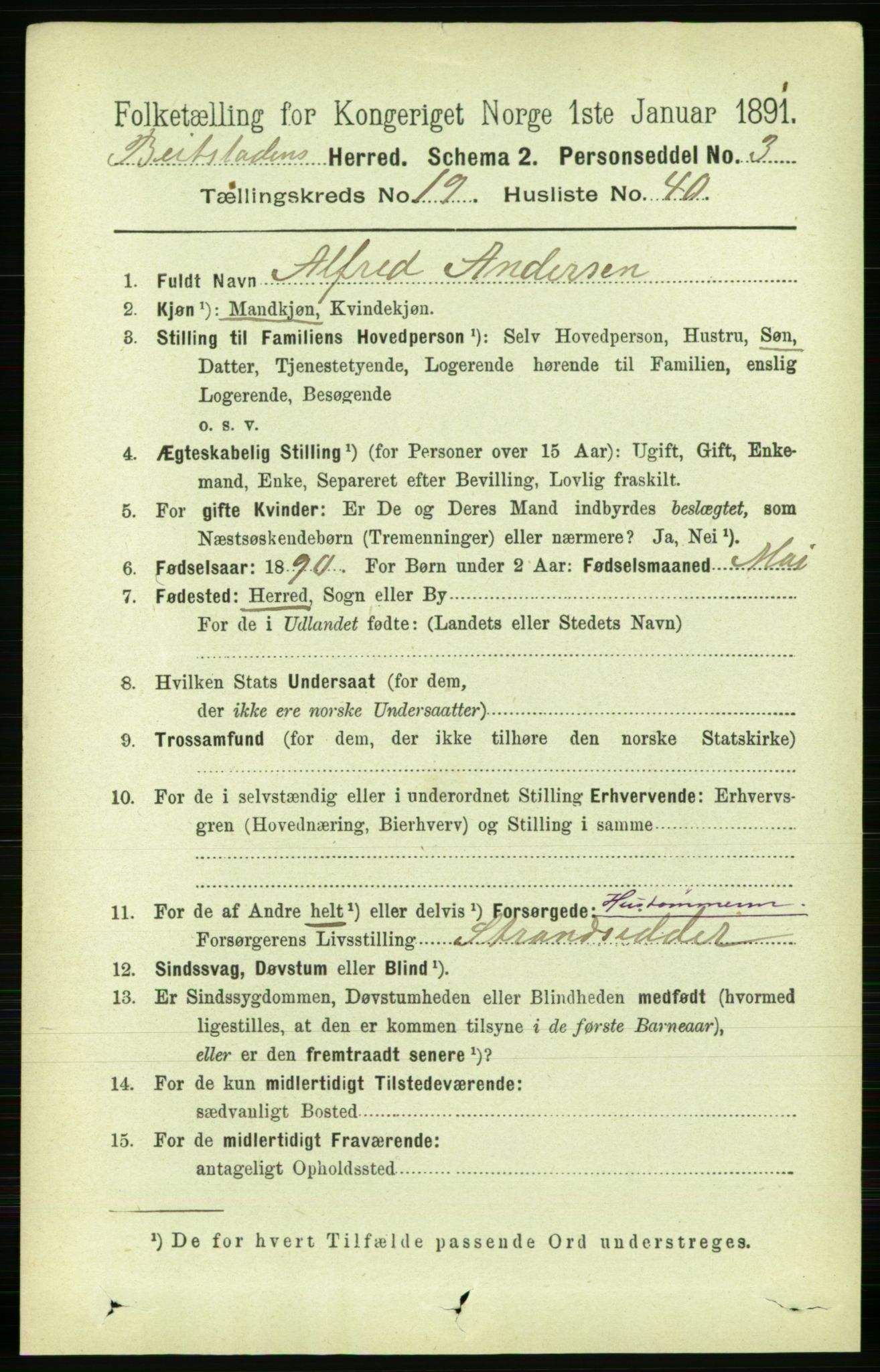 RA, 1891 census for 1727 Beitstad, 1891, p. 5058