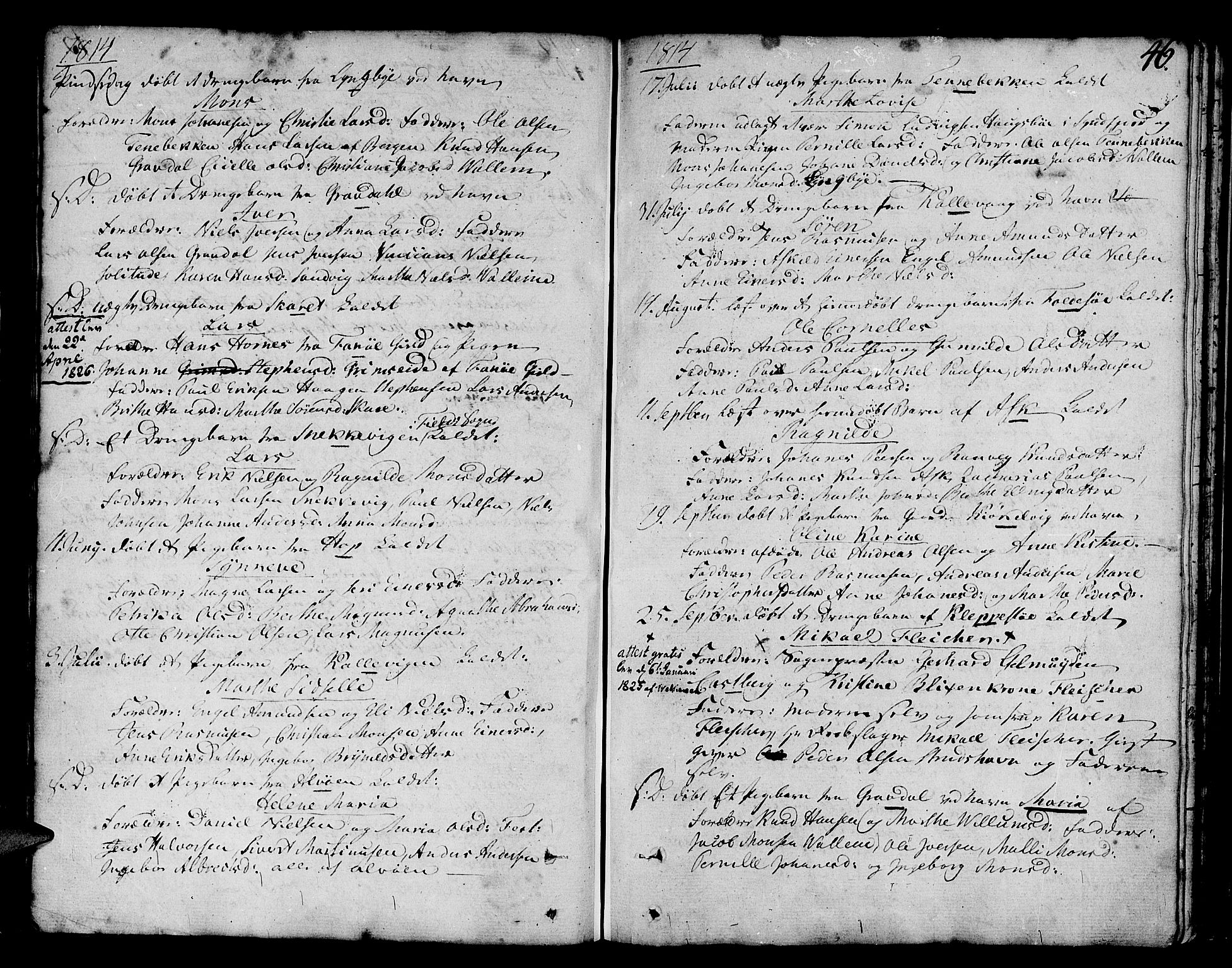 Askøy Sokneprestembete, AV/SAB-A-74101/H/Ha/Haa/Haaa/L0002: Parish register (official) no. A 2, 1801-1818, p. 46