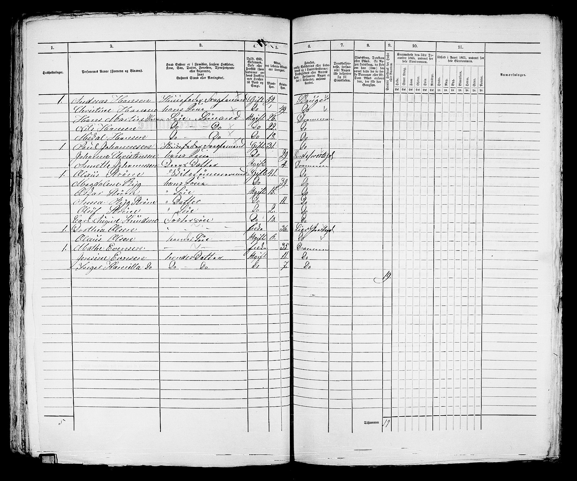 RA, 1865 census for Strømsø in Drammen, 1865, p. 302