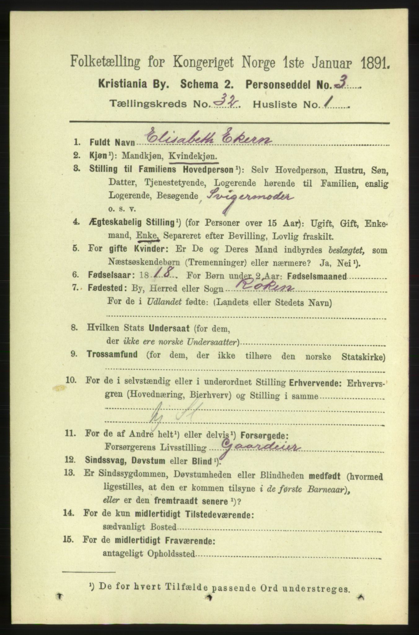 RA, 1891 census for 0301 Kristiania, 1891, p. 16867