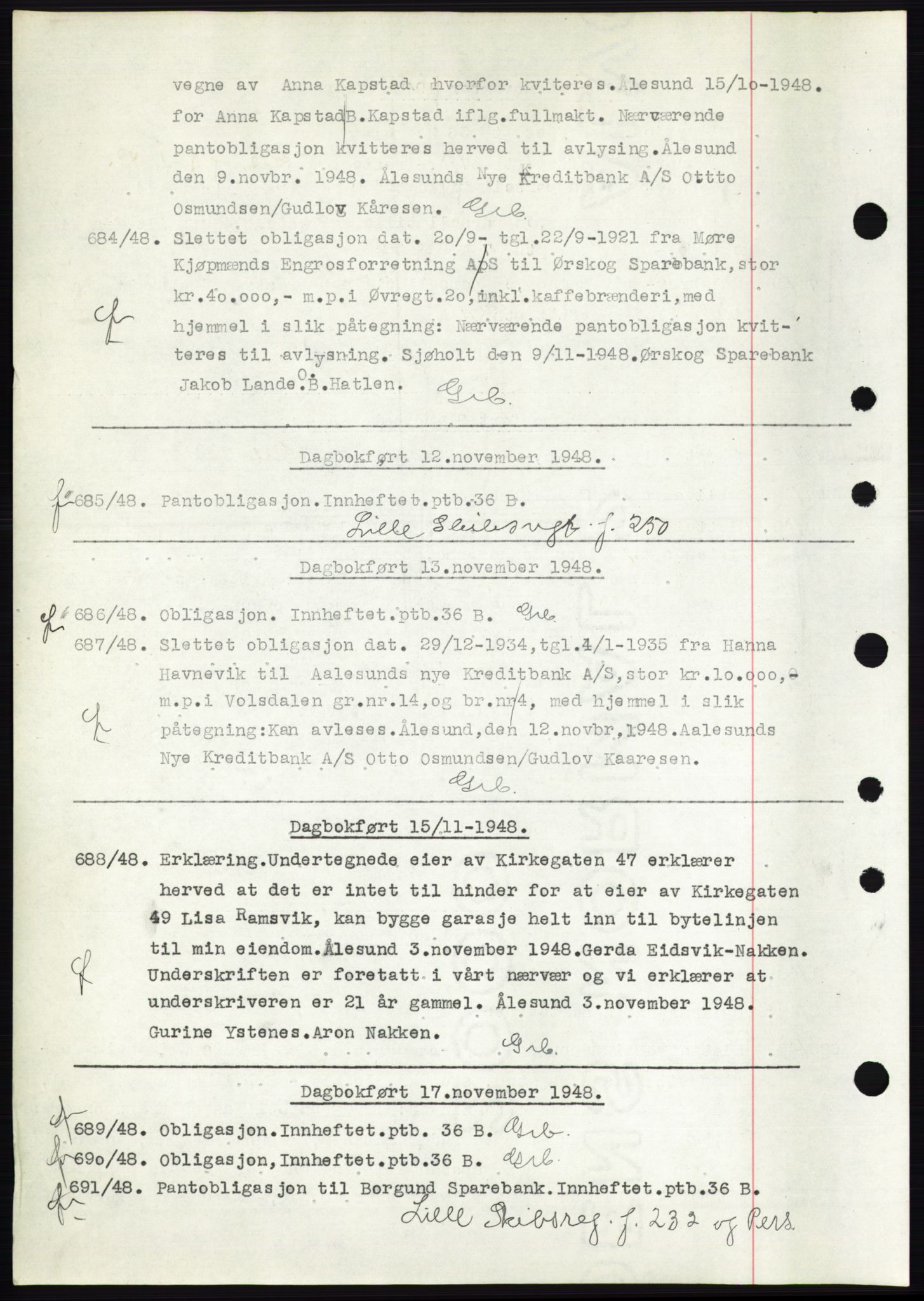 Ålesund byfogd, AV/SAT-A-4384: Mortgage book no. C34-35, 1946-1950, Diary no: : 684/1948