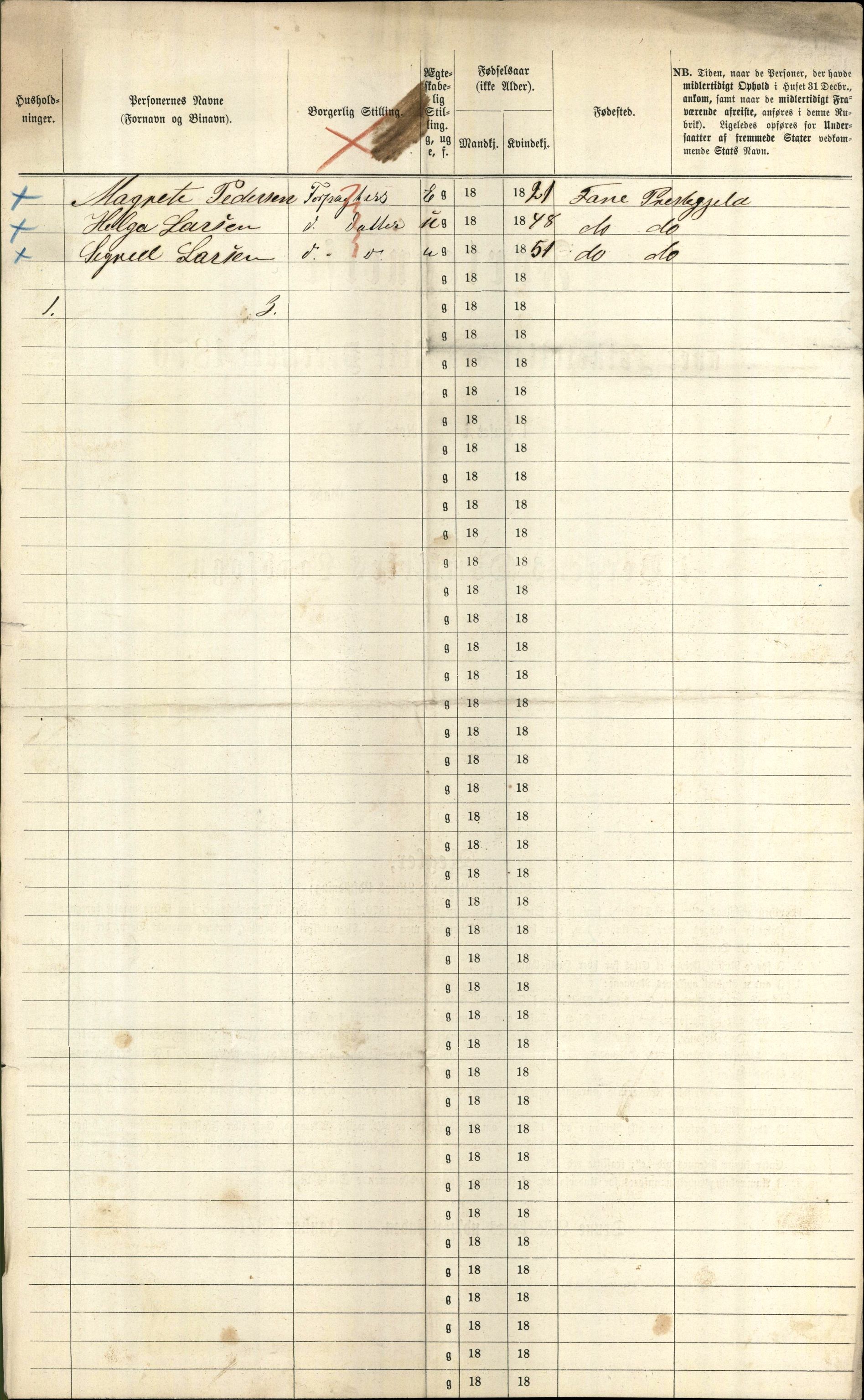 RA, 1870 census for 1301 Bergen, 1870