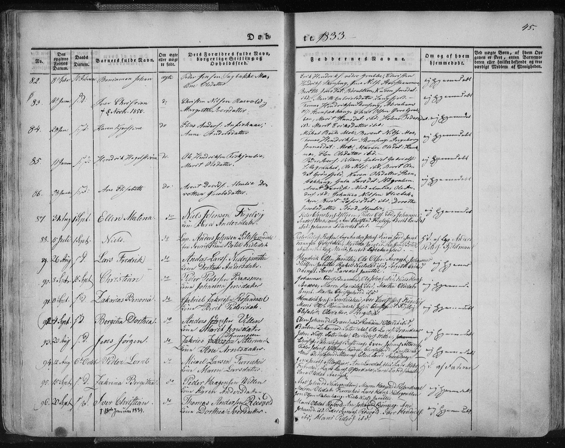 Ministerialprotokoller, klokkerbøker og fødselsregistre - Nordland, SAT/A-1459/827/L0390: Parish register (official) no. 827A02, 1826-1841, p. 45