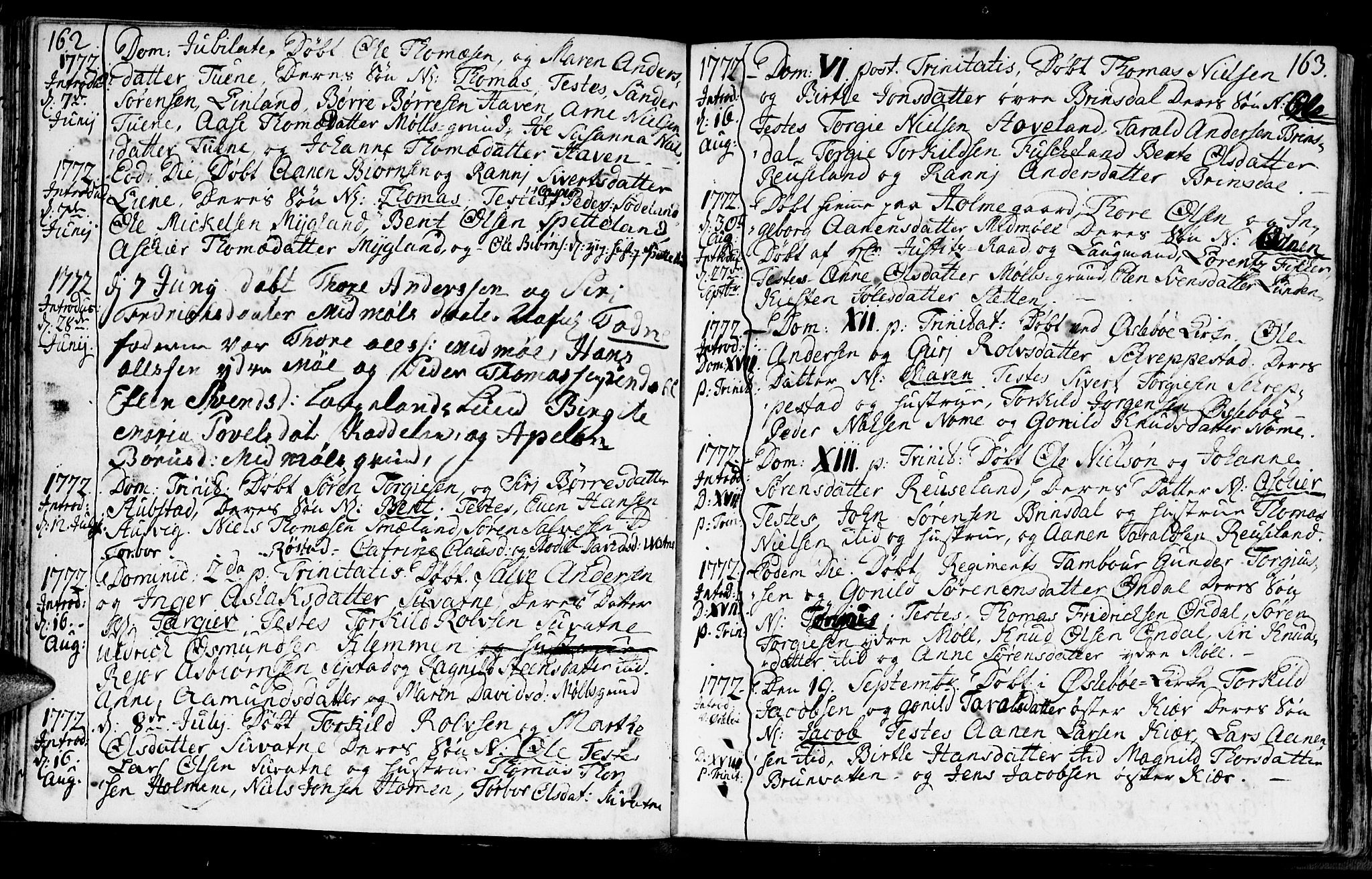 Holum sokneprestkontor, SAK/1111-0022/F/Fa/Faa/L0002: Parish register (official) no. A 2, 1756-1780, p. 162-163