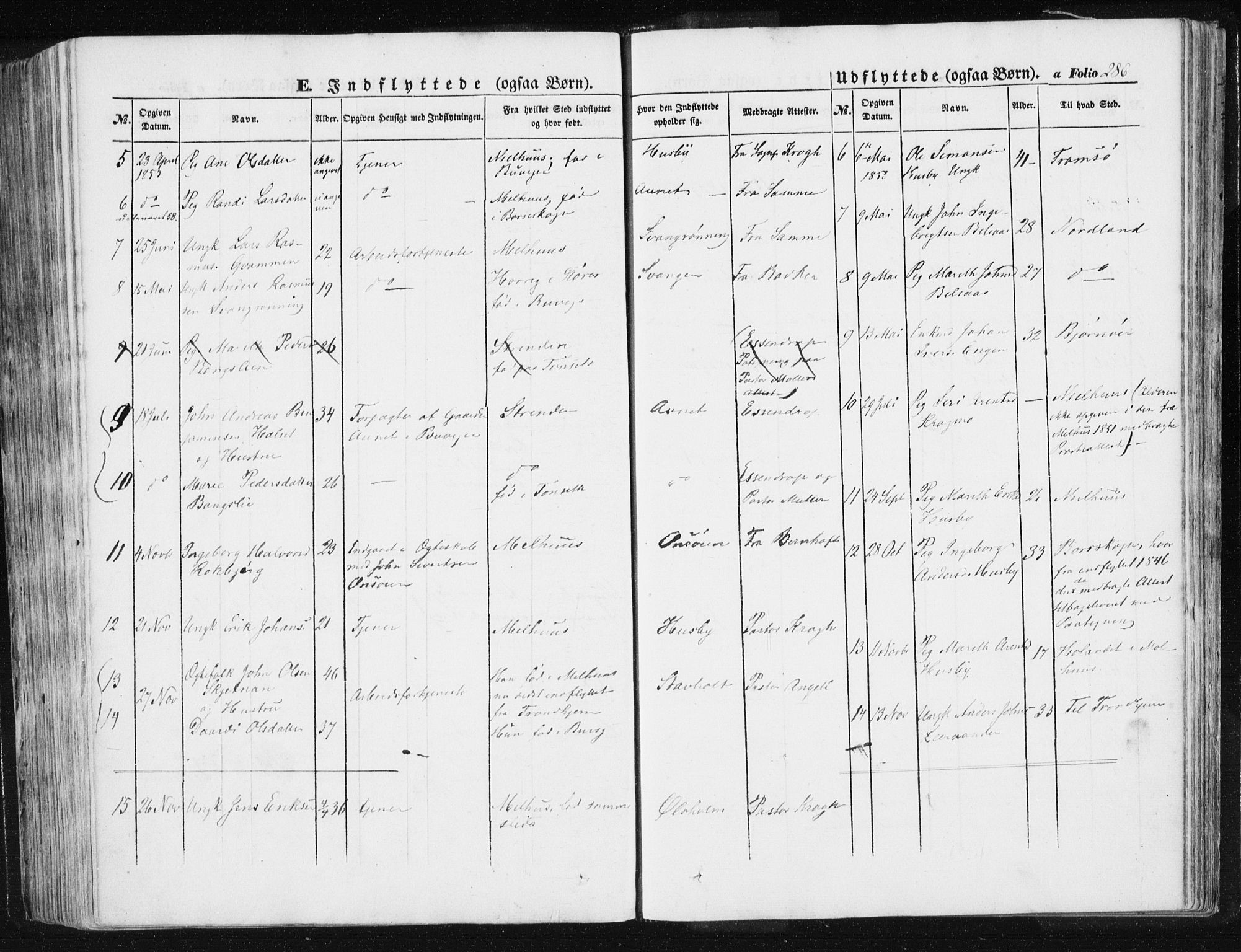 Ministerialprotokoller, klokkerbøker og fødselsregistre - Sør-Trøndelag, AV/SAT-A-1456/612/L0376: Parish register (official) no. 612A08, 1846-1859, p. 286