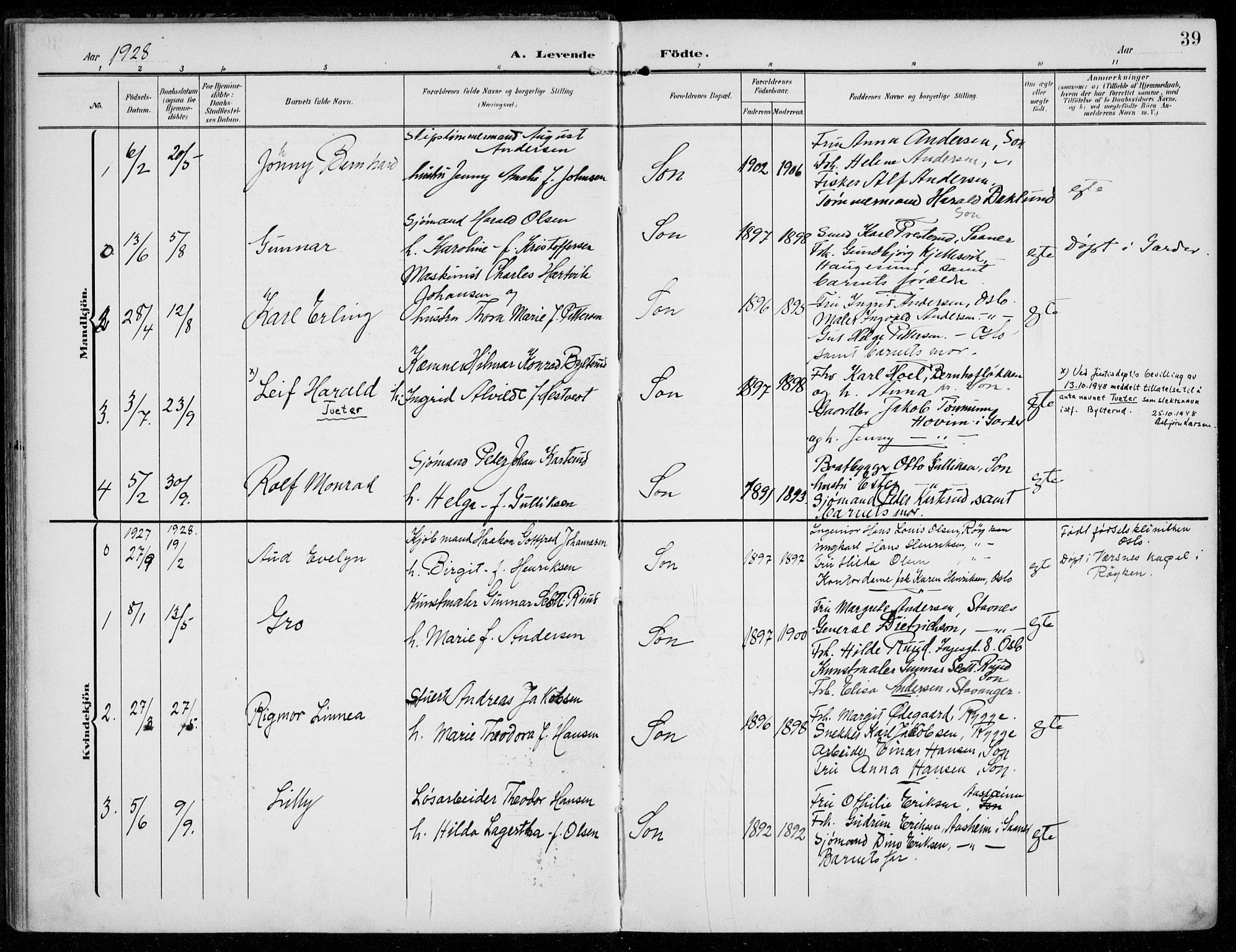 Vestby prestekontor Kirkebøker, SAO/A-10893/F/Fc/L0002: Parish register (official) no. III 2, 1906-1940, p. 39