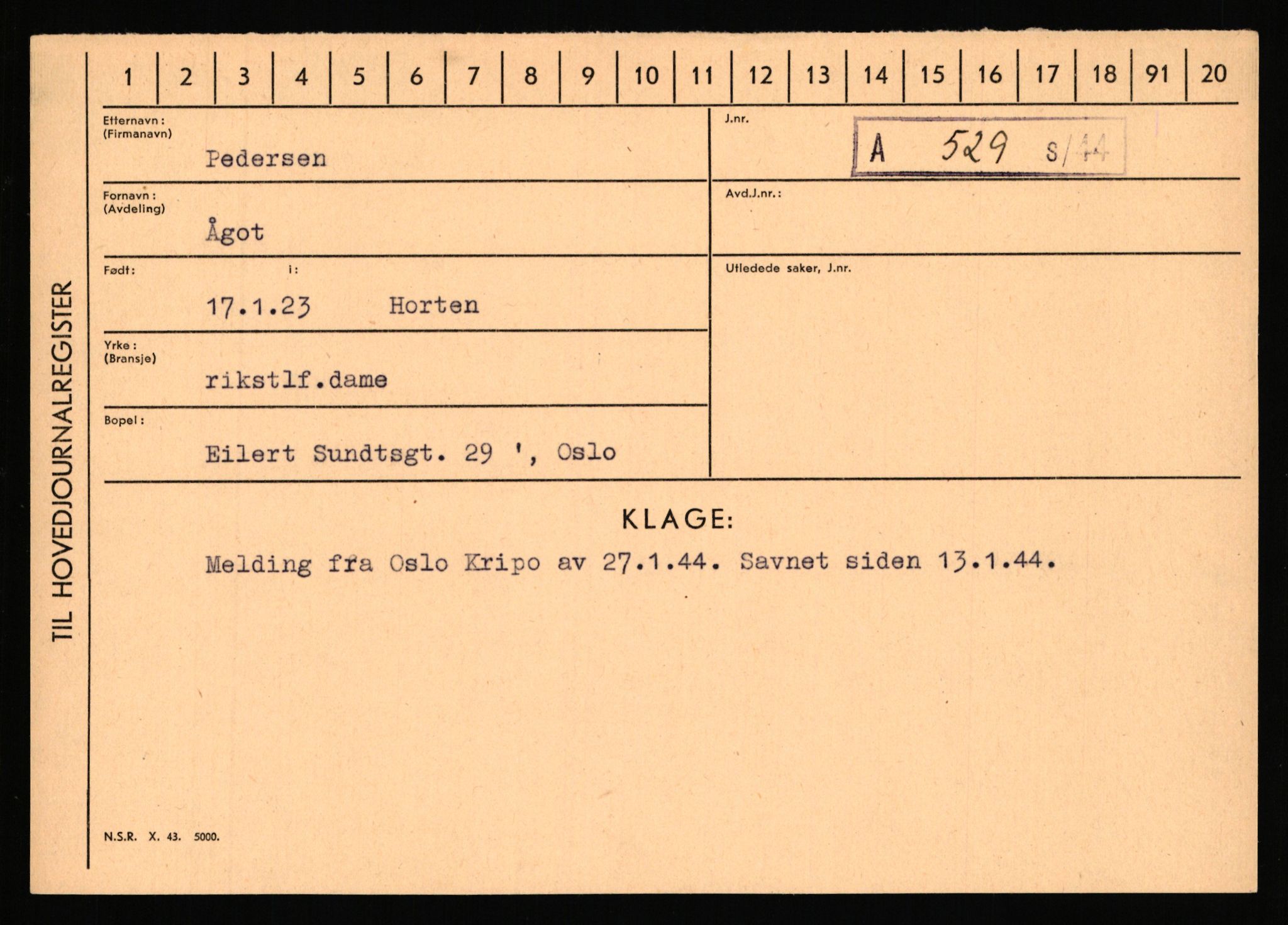 Statspolitiet - Hovedkontoret / Osloavdelingen, AV/RA-S-1329/C/Ca/L0012: Oanæs - Quistgaard	, 1943-1945, p. 3126