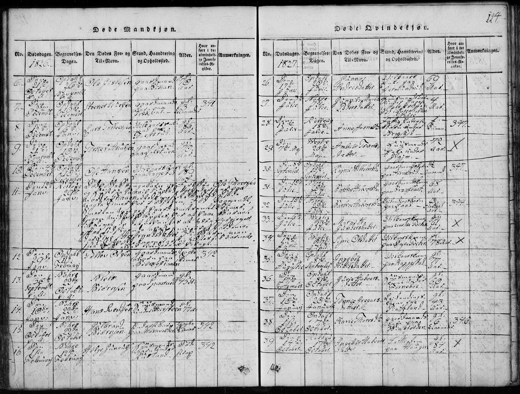 Rollag kirkebøker, AV/SAKO-A-240/G/Ga/L0001: Parish register (copy) no. I 1, 1814-1831, p. 124