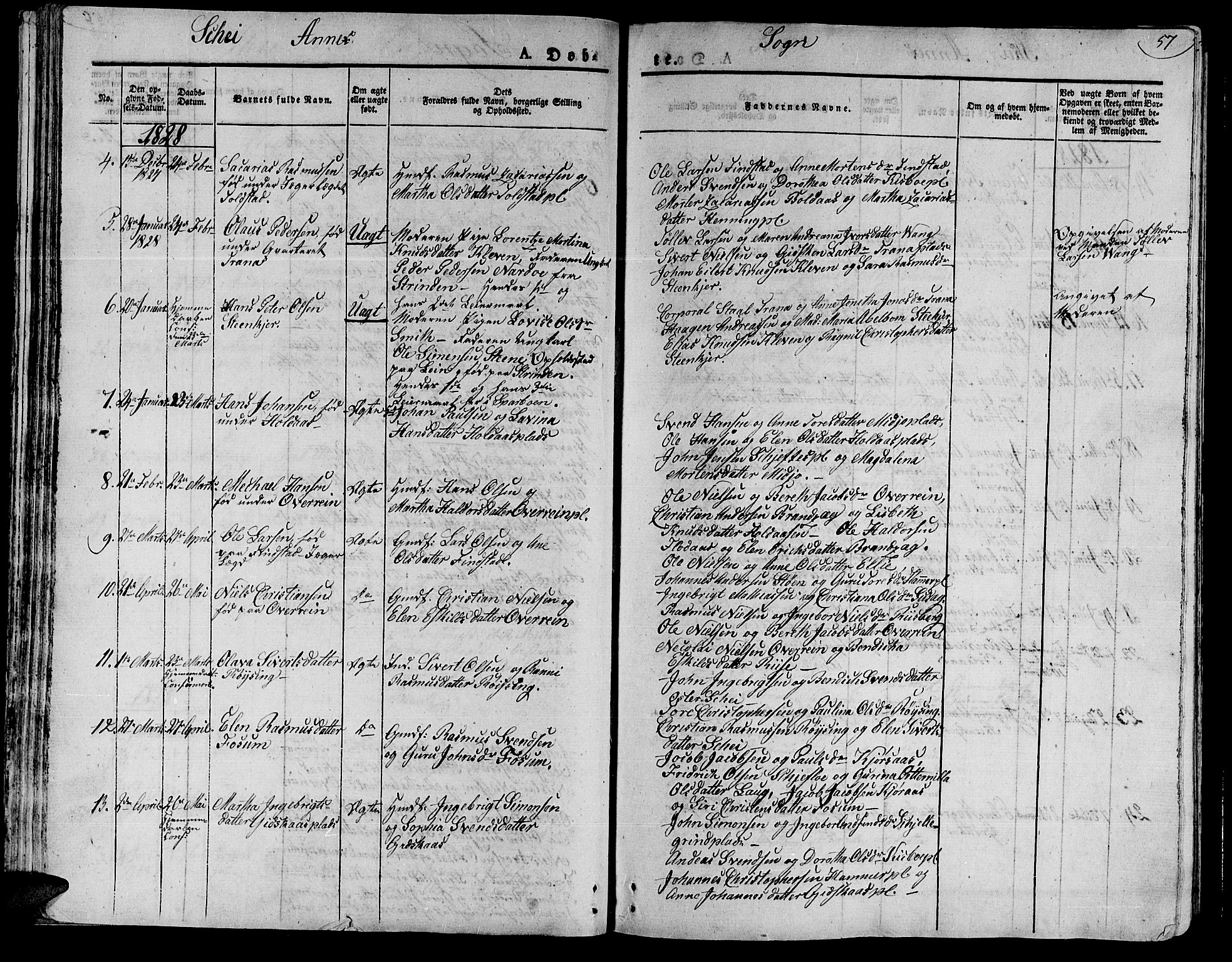 Ministerialprotokoller, klokkerbøker og fødselsregistre - Nord-Trøndelag, SAT/A-1458/735/L0336: Parish register (official) no. 735A05 /2, 1825-1835, p. 57