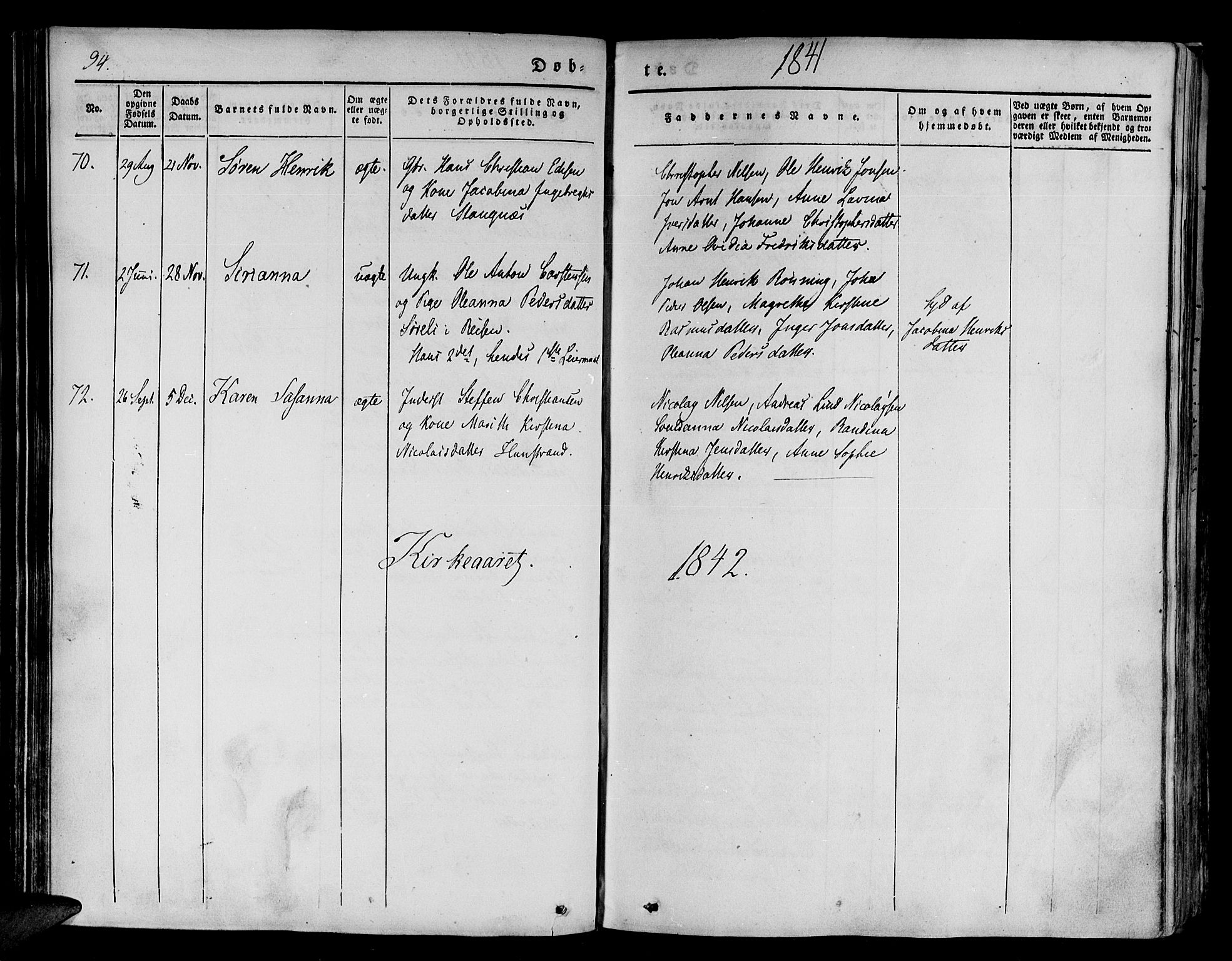 Tranøy sokneprestkontor, AV/SATØ-S-1313/I/Ia/Iaa/L0005kirke: Parish register (official) no. 5, 1829-1844, p. 94