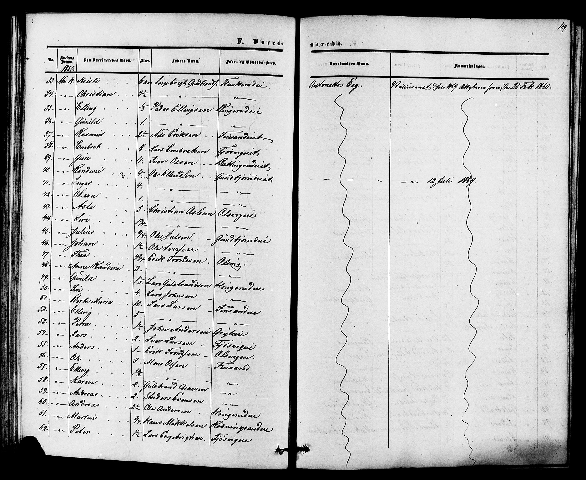 Ådal kirkebøker, AV/SAKO-A-248/F/Fa/L0002: Parish register (official) no. I 2, 1857-1883, p. 109